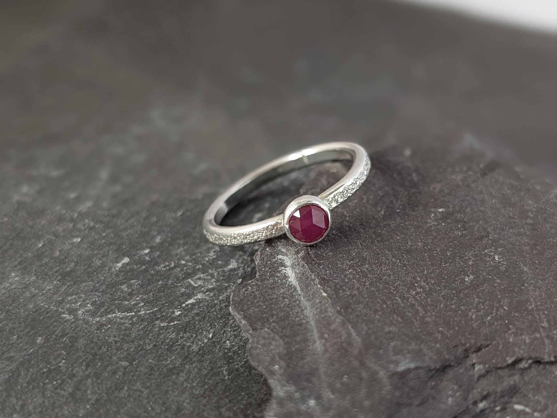 Stardust Gemstone Ruby Recycled Sterling Silver Ring