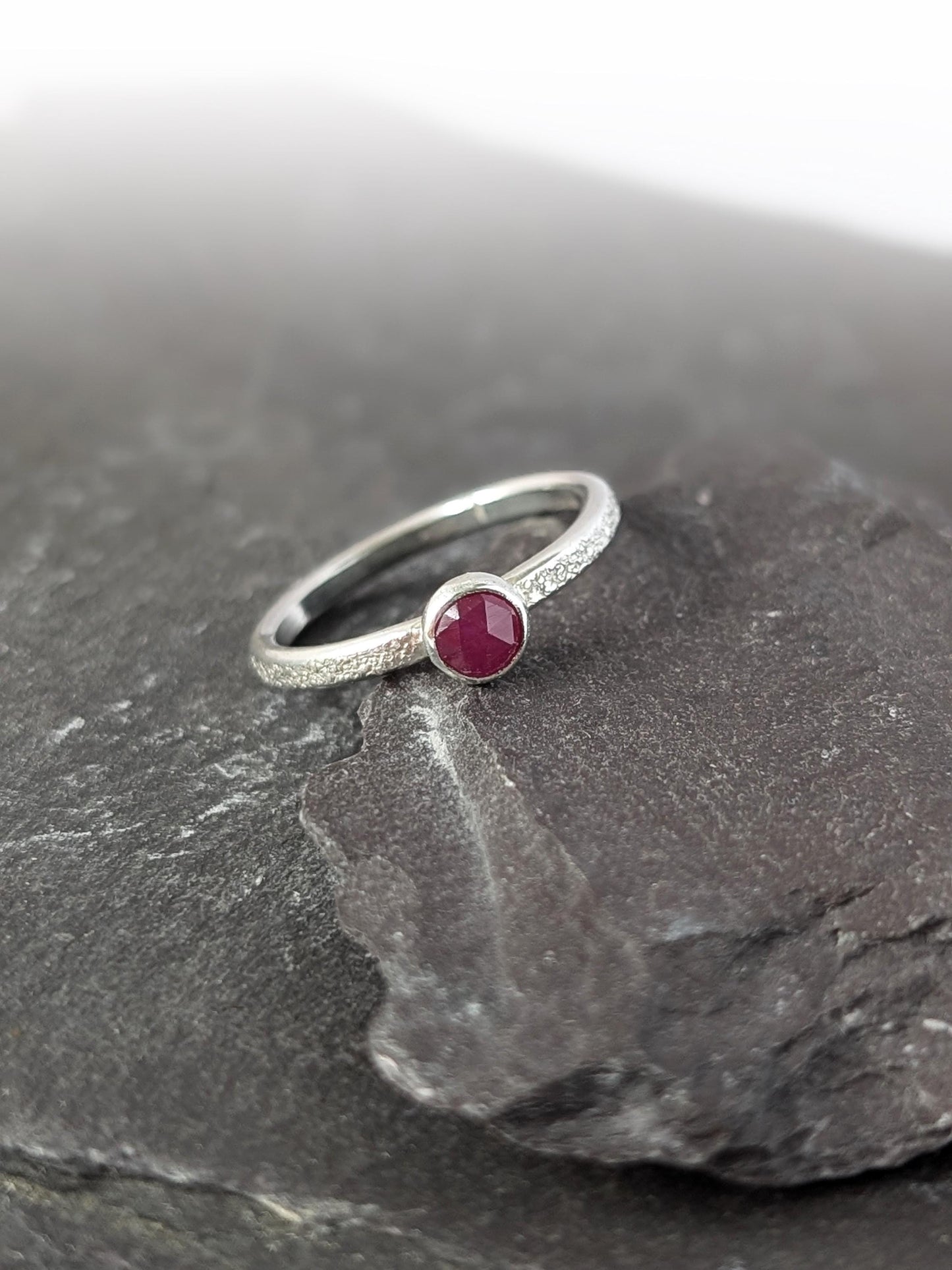 Stardust Gemstone Ruby Recycled Sterling Silver Ring