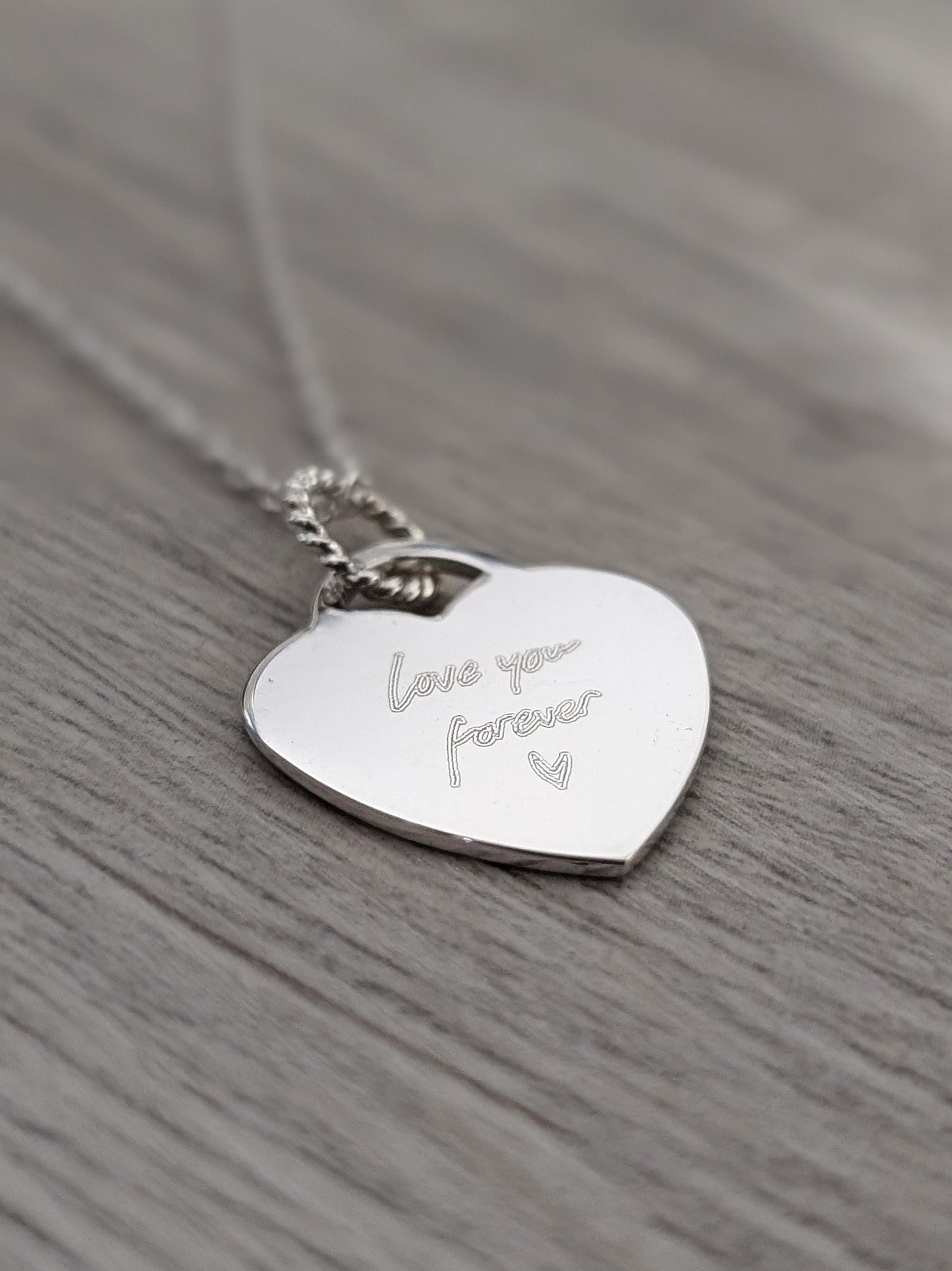 Handwriting Personalised Heart Sterling Silver Necklace