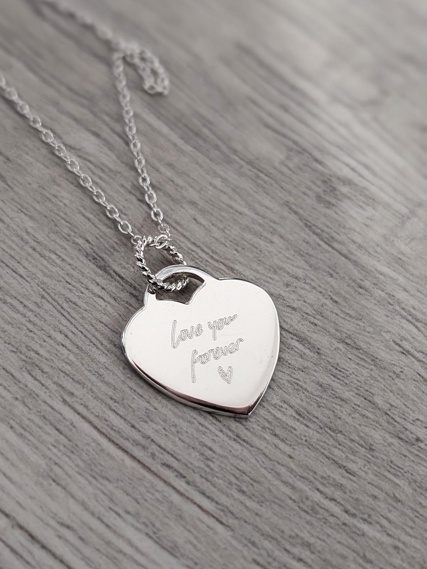 Handwriting Personalised Heart Sterling Silver Necklace