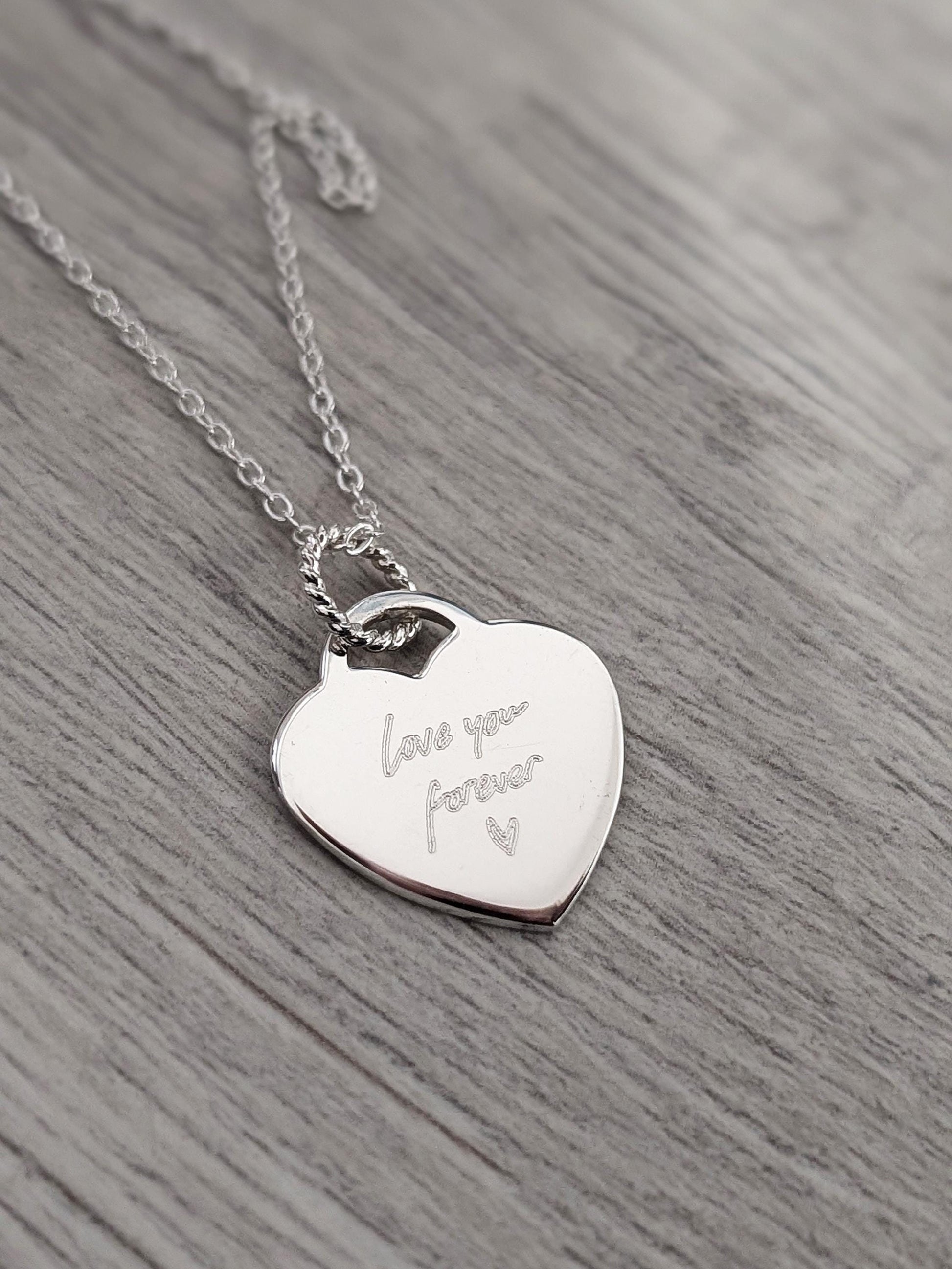 Handwriting Personalised Heart Sterling Silver Necklace