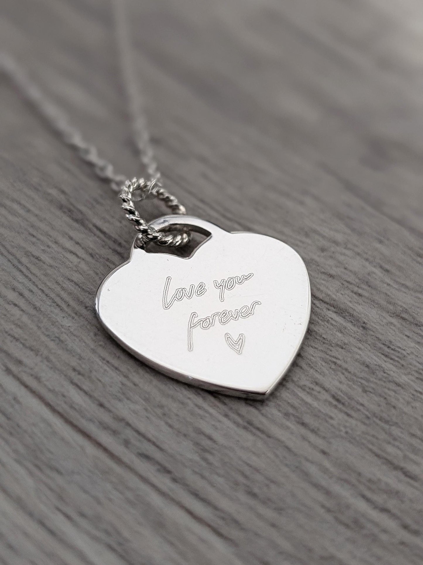 Handwriting Personalised Heart Sterling Silver Necklace