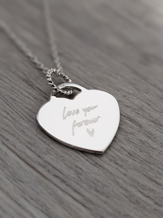 Handwriting Personalised Heart Sterling Silver Necklace