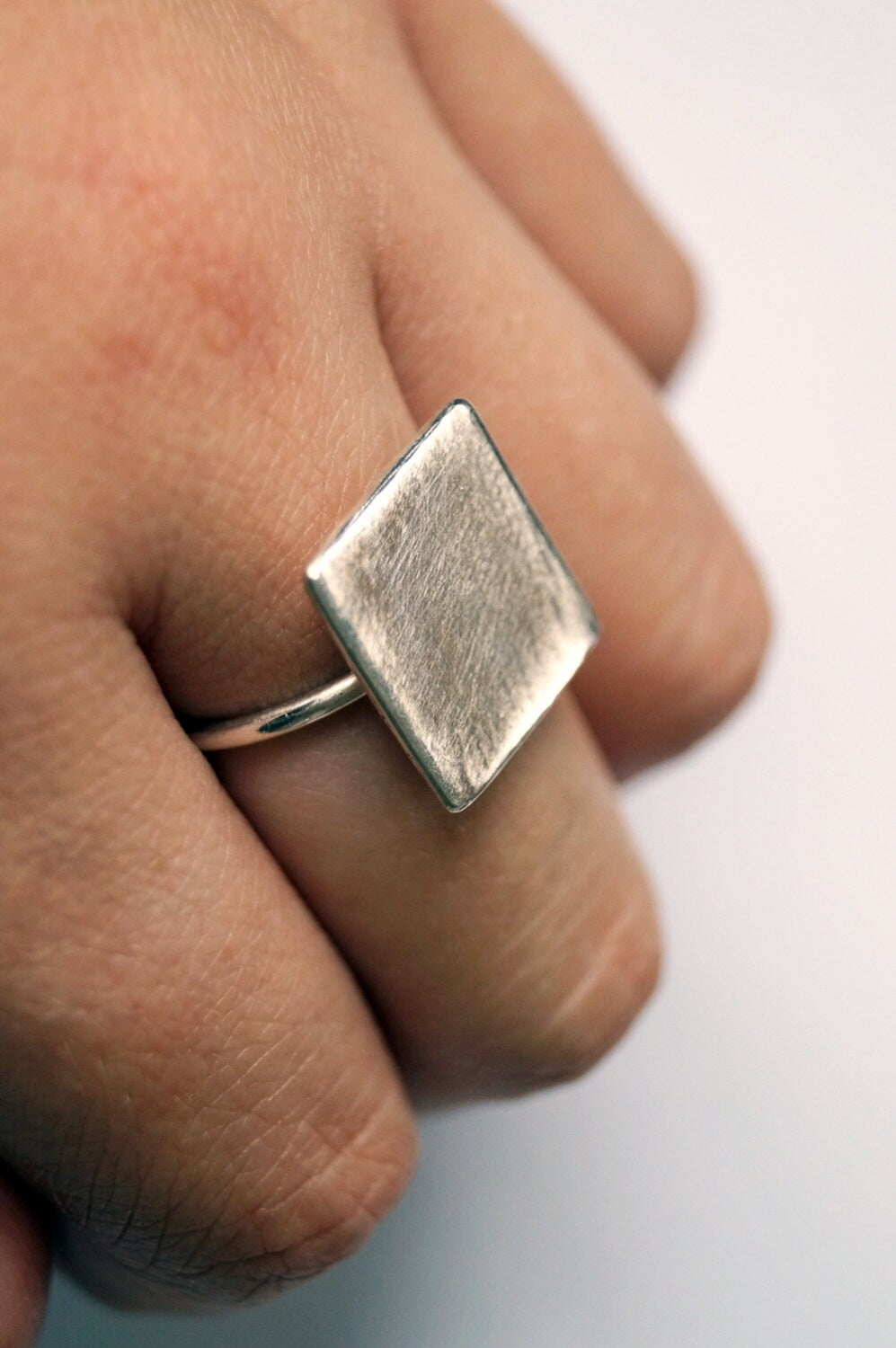 Recycled Sterling Silver Big Square Ring