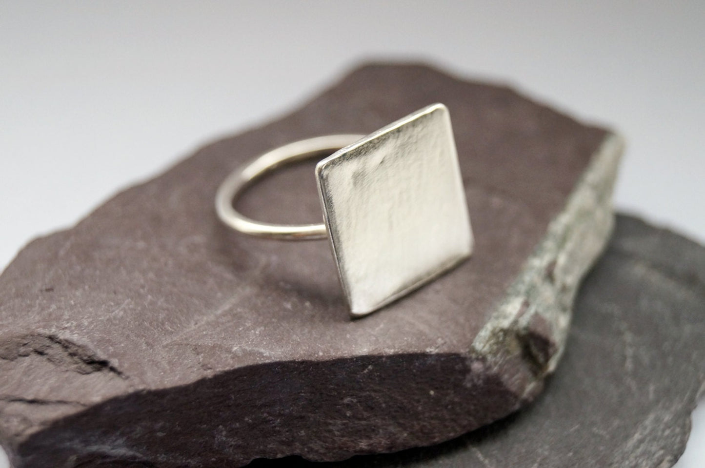 Recycled Sterling Silver Big Square Ring