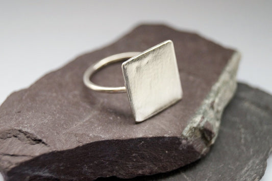 Recycled Sterling Silver Big Square Ring