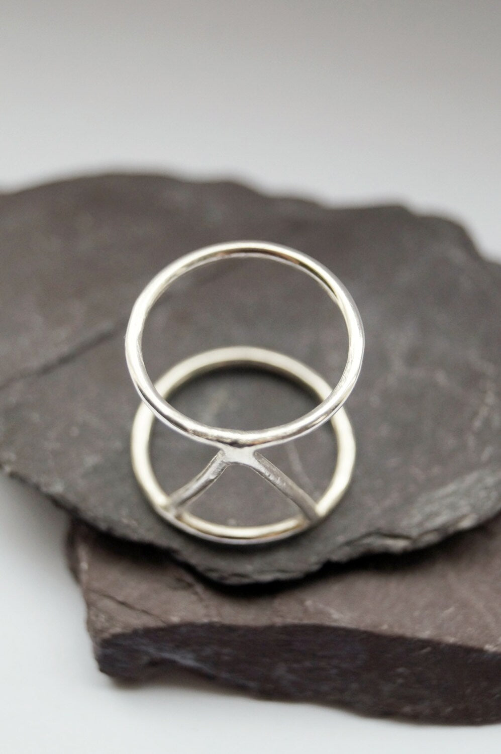 Recycled Sterling Silver Three Points Cage Ring