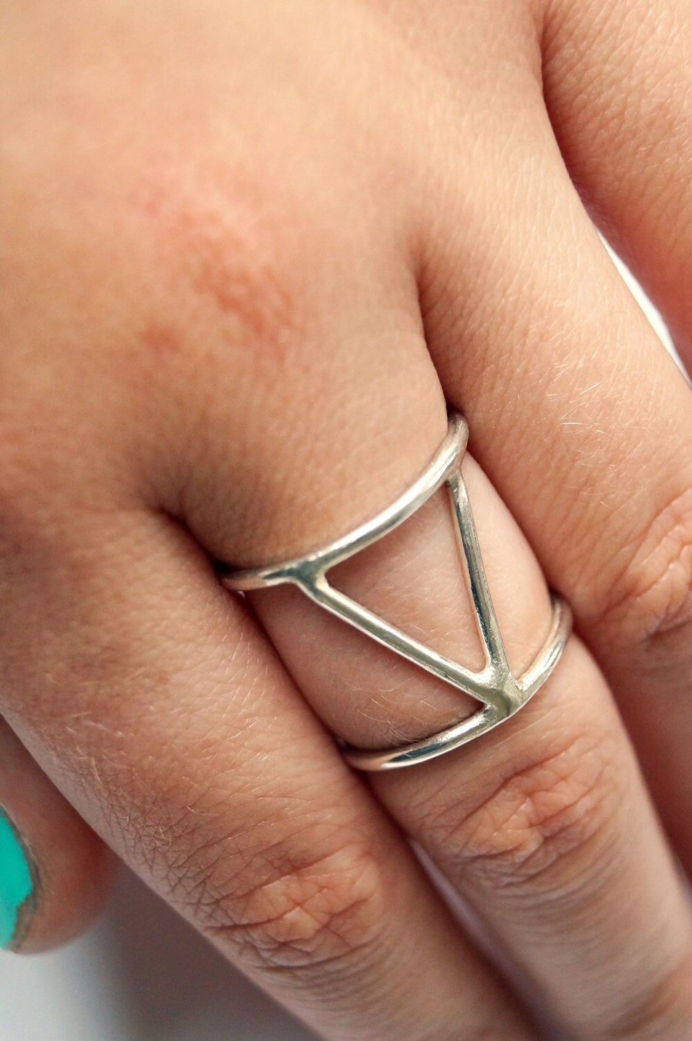 Recycled Sterling Silver Three Points Cage Ring