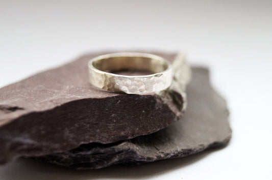 Recycled Sterling Silver Dimpled Ring ~ statement ring, band, textured