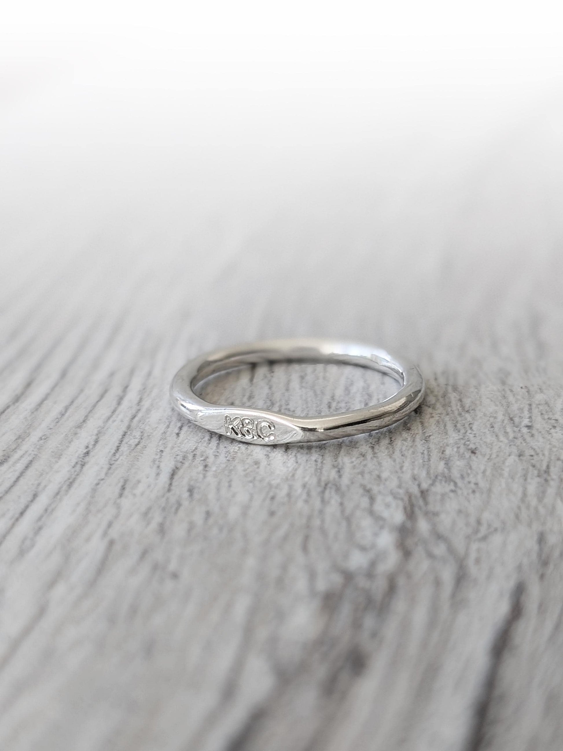 Minimalist Signet Ring: Engraved Sterling Silver or 9ct Gold Band