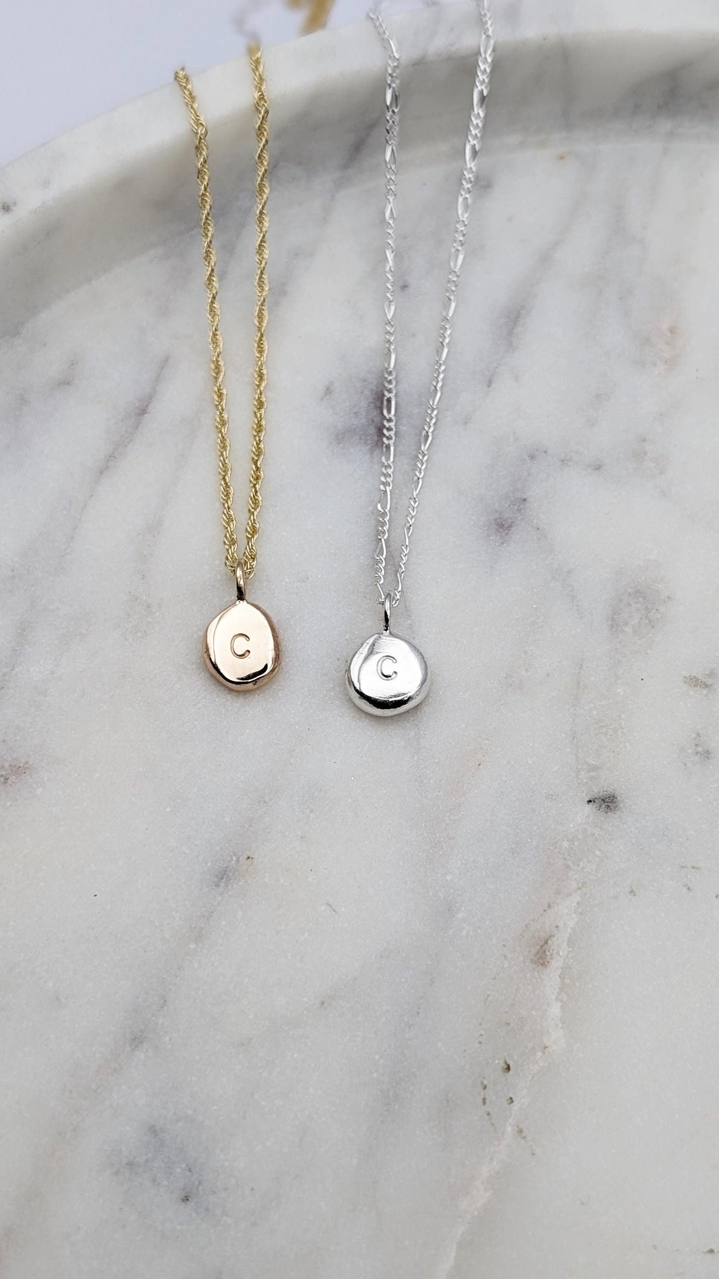 Personalised Little Pebble Pendant in Solid Sterling Silver, 9ct or 18ct Gold