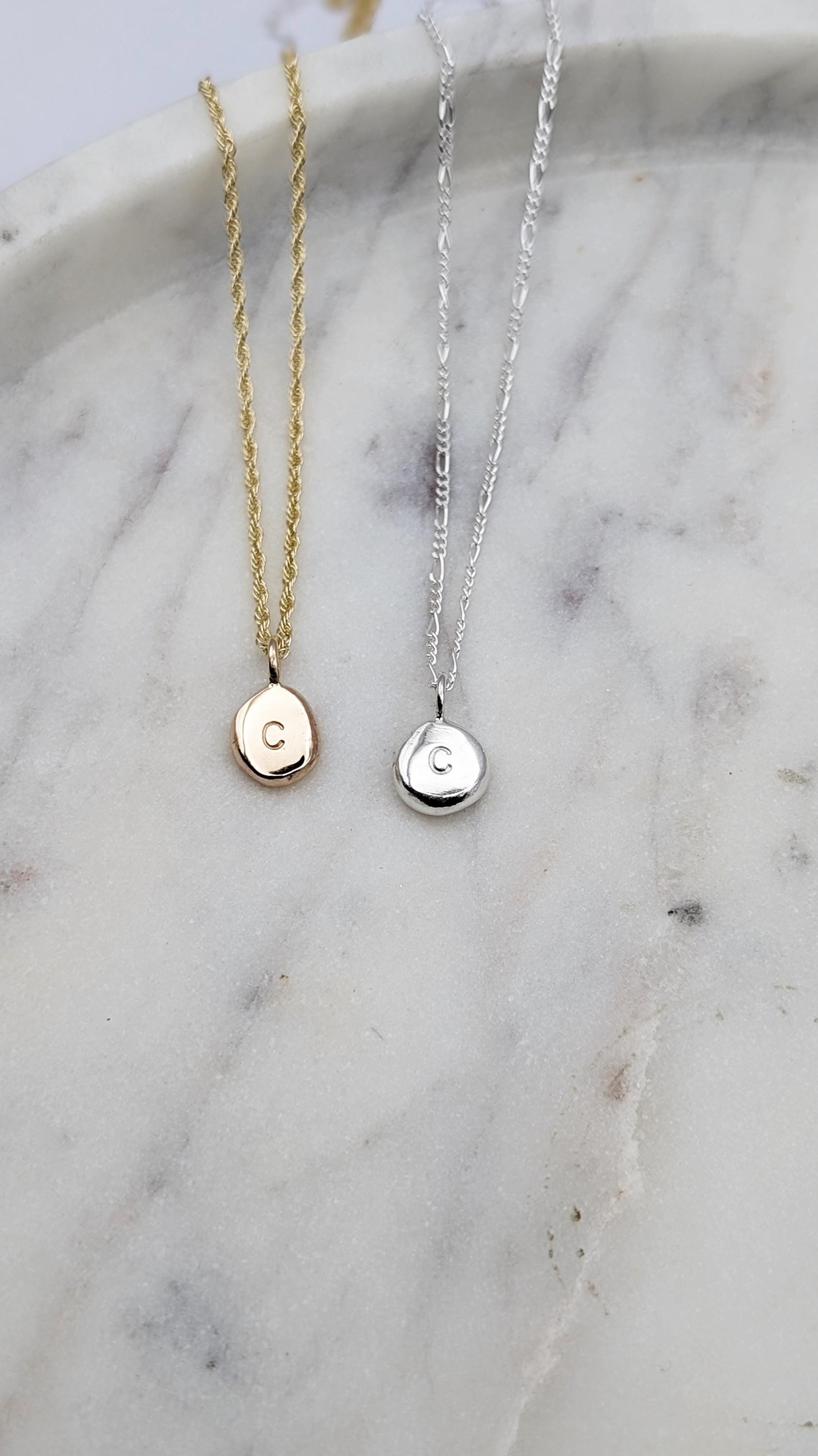 Personalised Little Pebble Pendant in Solid Sterling Silver, 9ct or 18ct Gold