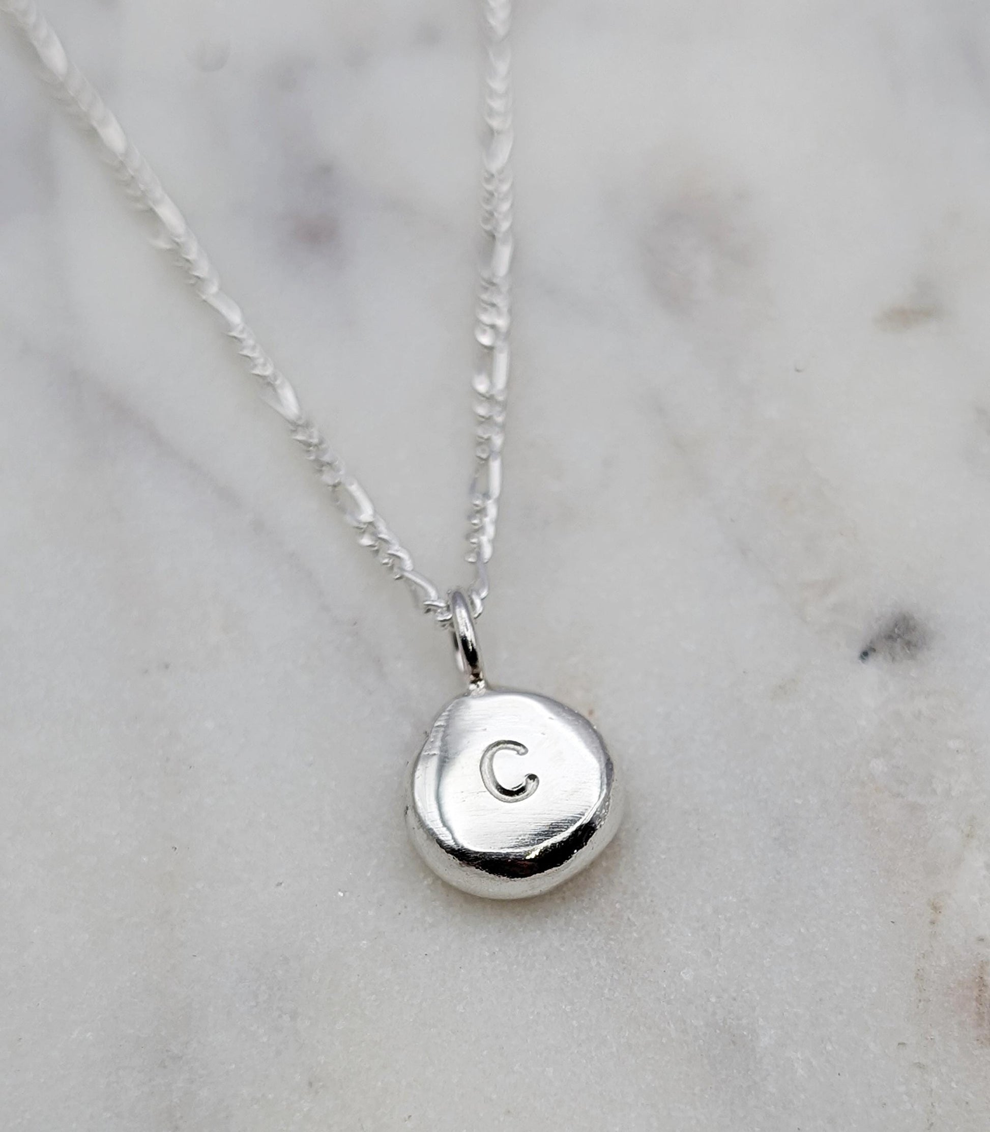 Personalised Little Pebble Pendant in Solid Sterling Silver, 9ct or 18ct Gold