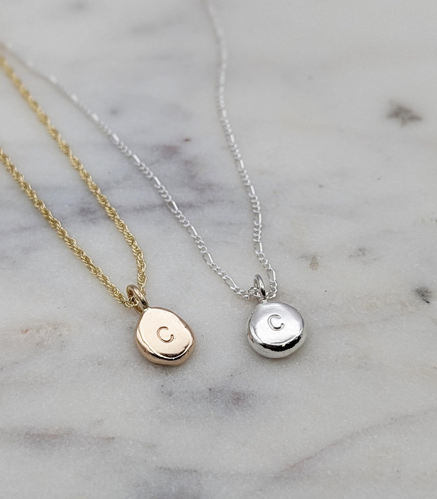 Personalised Little Pebble Pendant in Solid Sterling Silver, 9ct or 18ct Gold