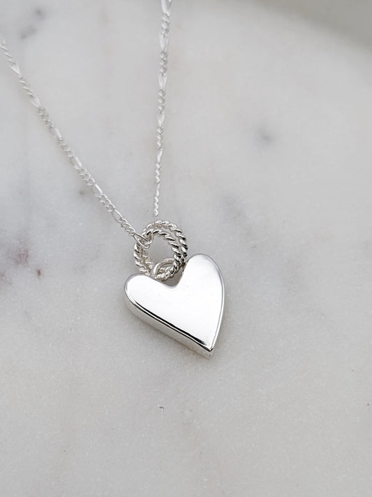 Scribble Heart Chunky Solid Sterling Silver Necklace ~ recycled silver, gift for her, mother's day gift, valentine's gift, pendant