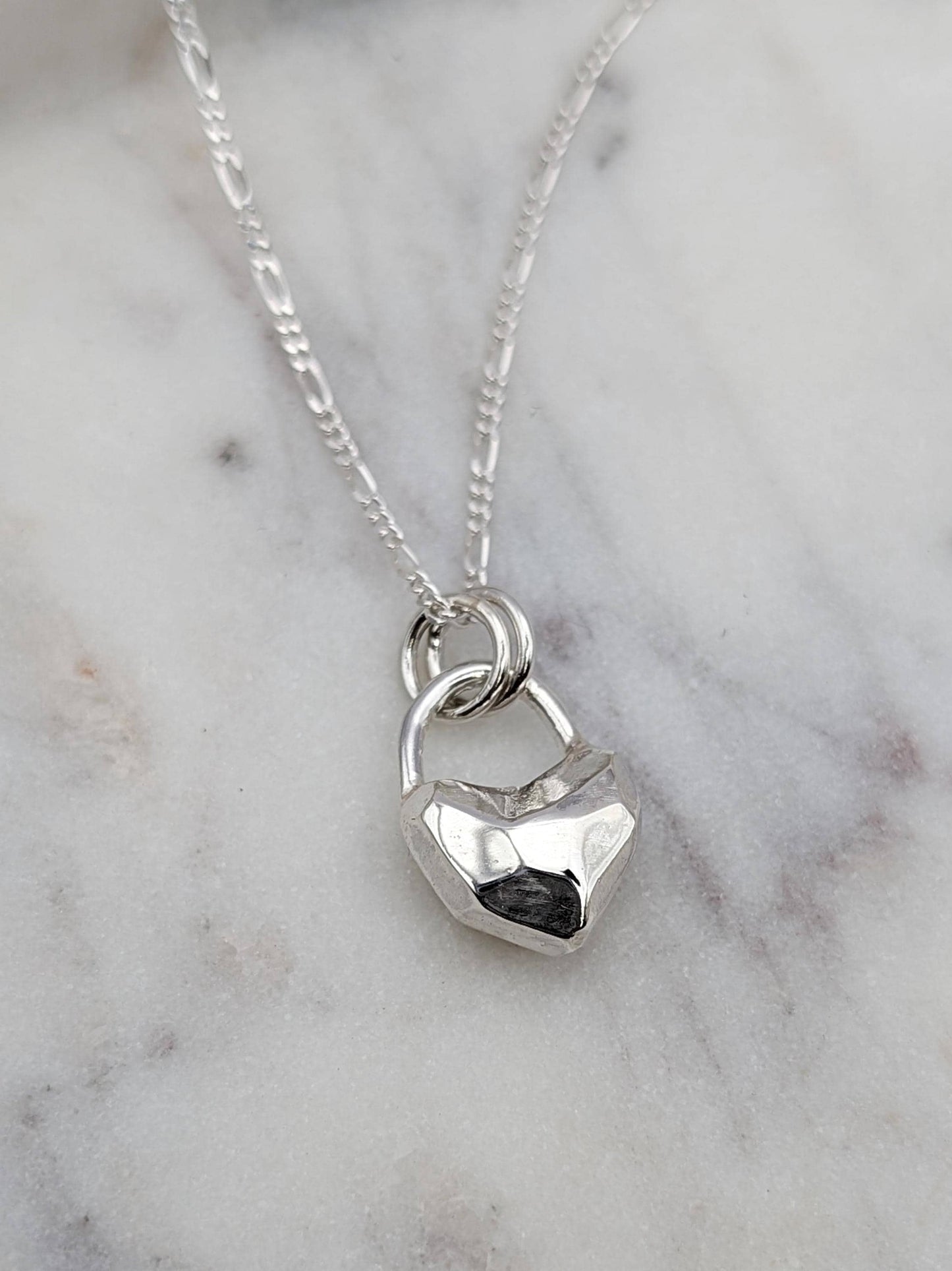 Heart Lock Crystal Pendant in Solid Sterling Silver, 9ct or 18ct Gold ~ gift for her, valentine's gift, birthday, love, best friend