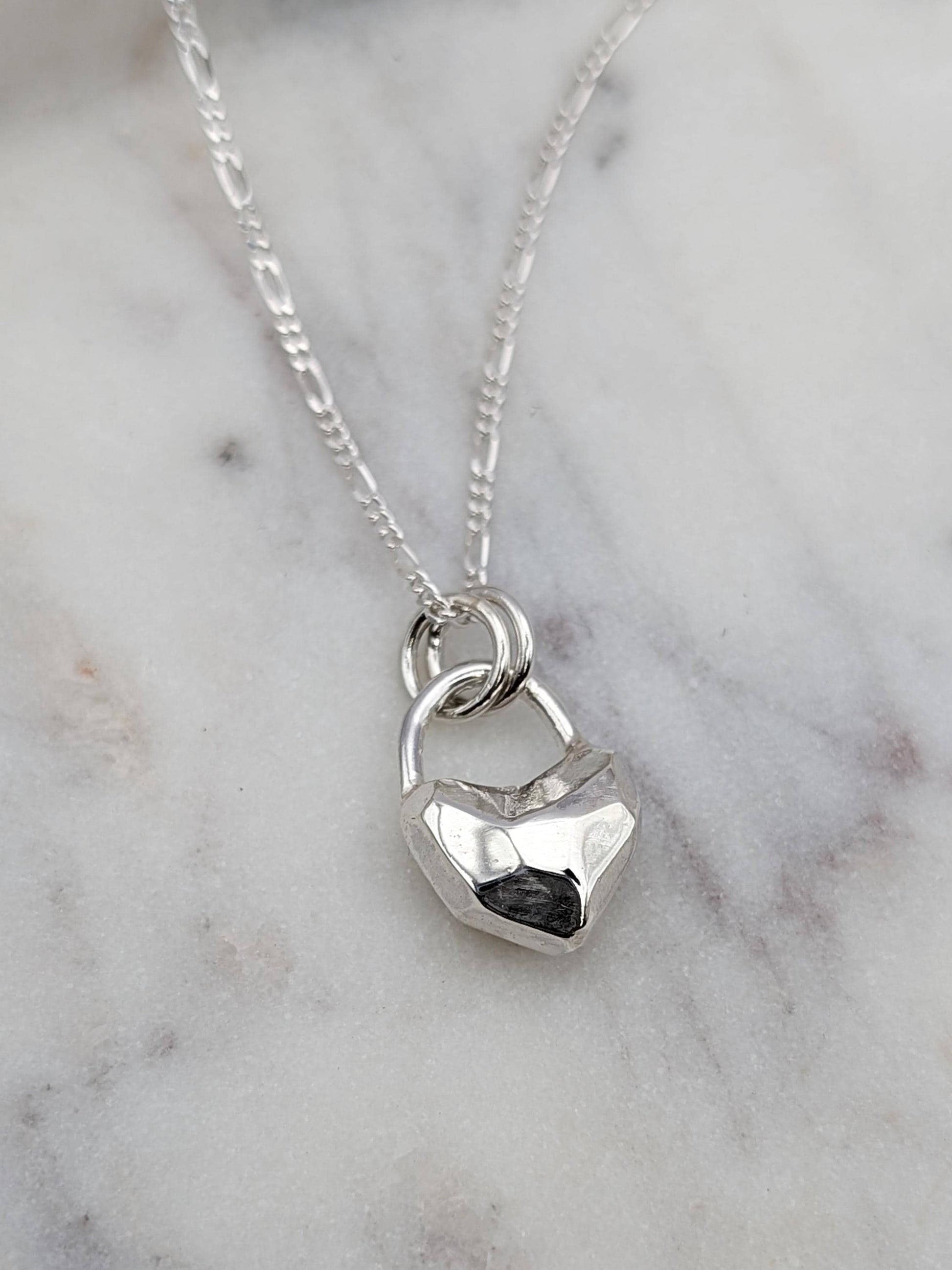 Heart Lock Crystal Pendant in Solid Sterling Silver, 9ct or 18ct Gold ~ gift for her, valentine's gift, birthday, love, best friend