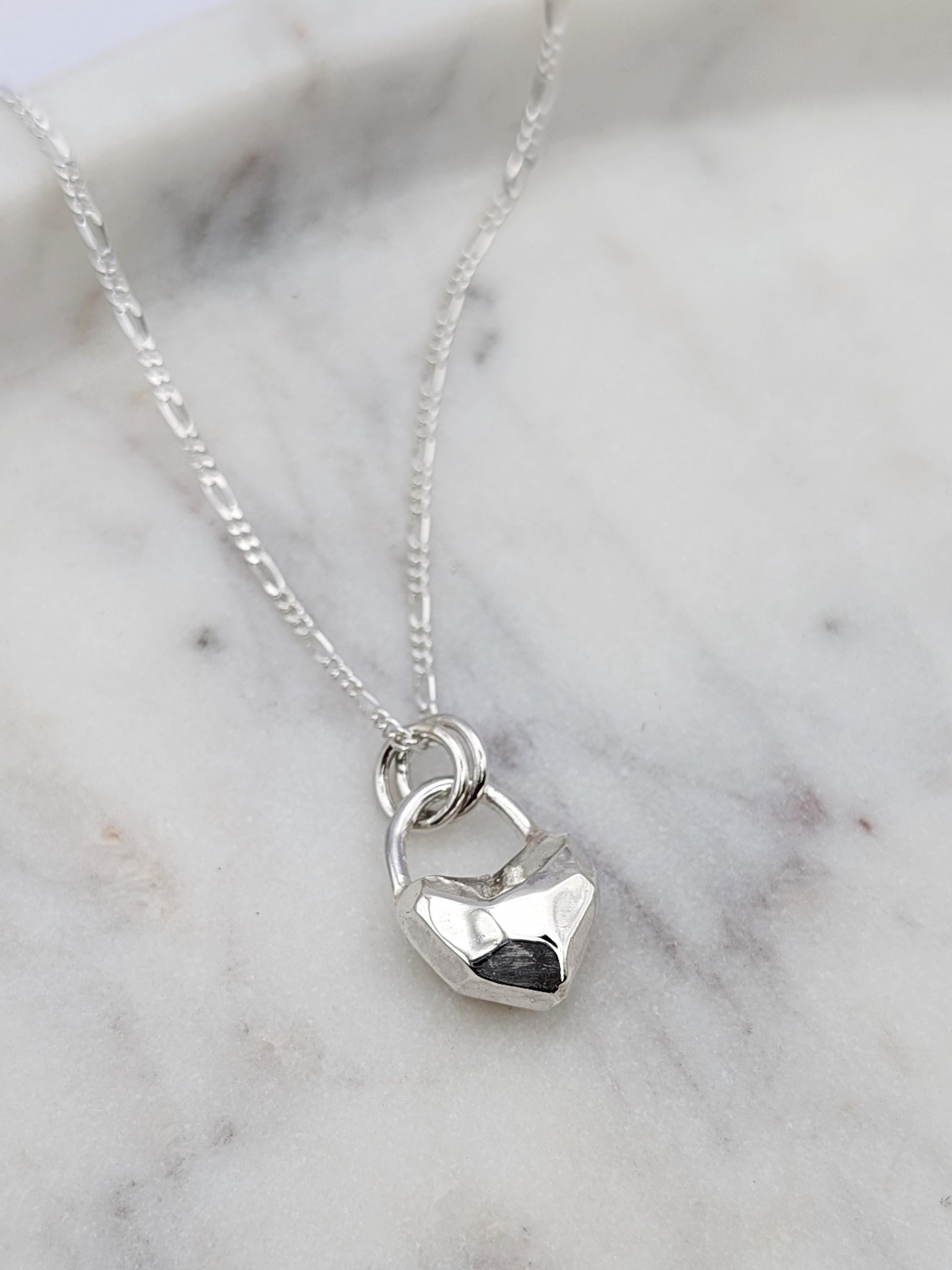Heart Lock Crystal Pendant in Solid Sterling Silver, 9ct or 18ct Gold ~ gift for her, valentine's gift, birthday, love, best friend