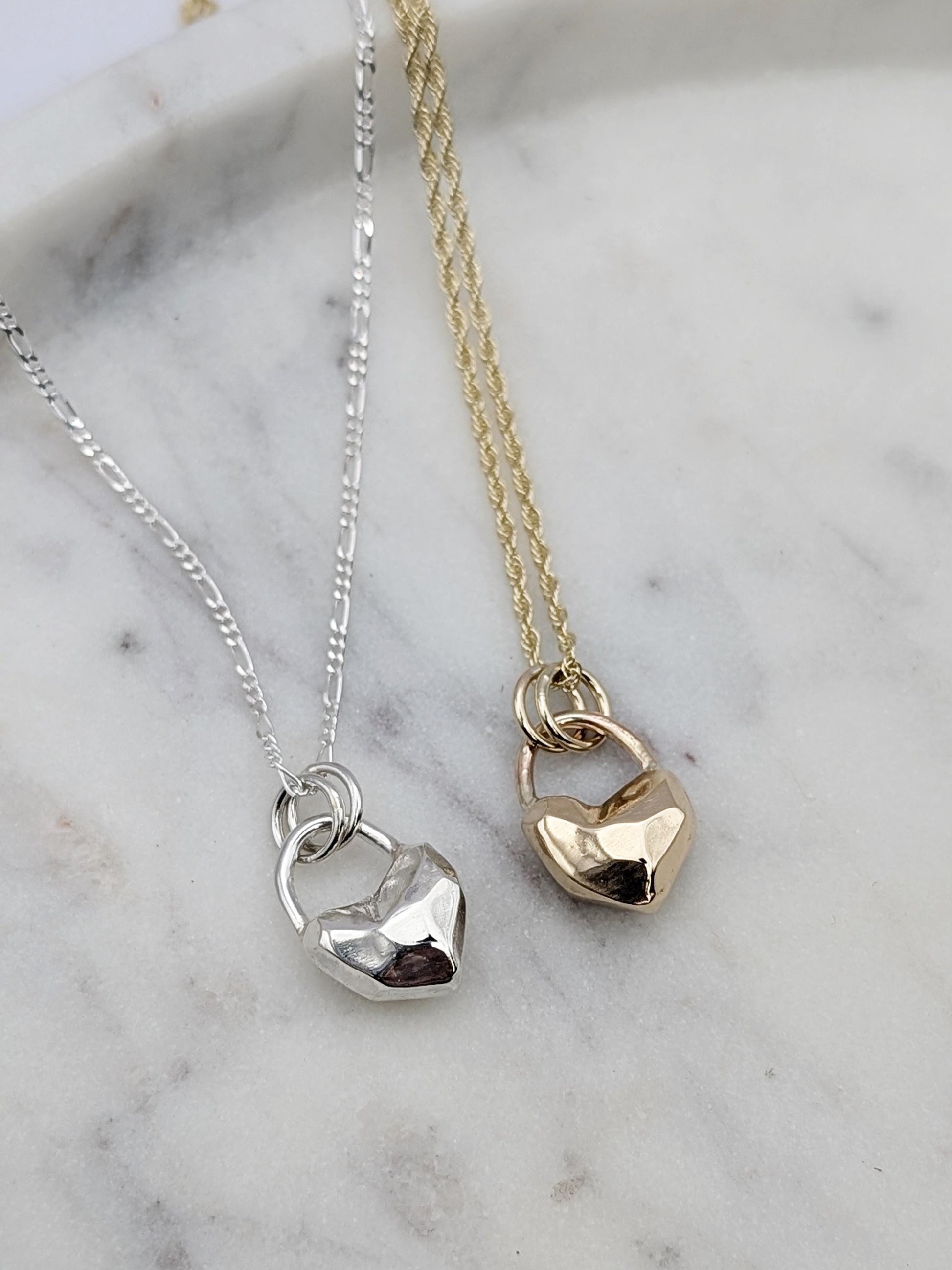 Heart Lock Crystal Pendant in Solid Sterling Silver, 9ct or 18ct Gold ~ gift for her, valentine's gift, birthday, love, best friend