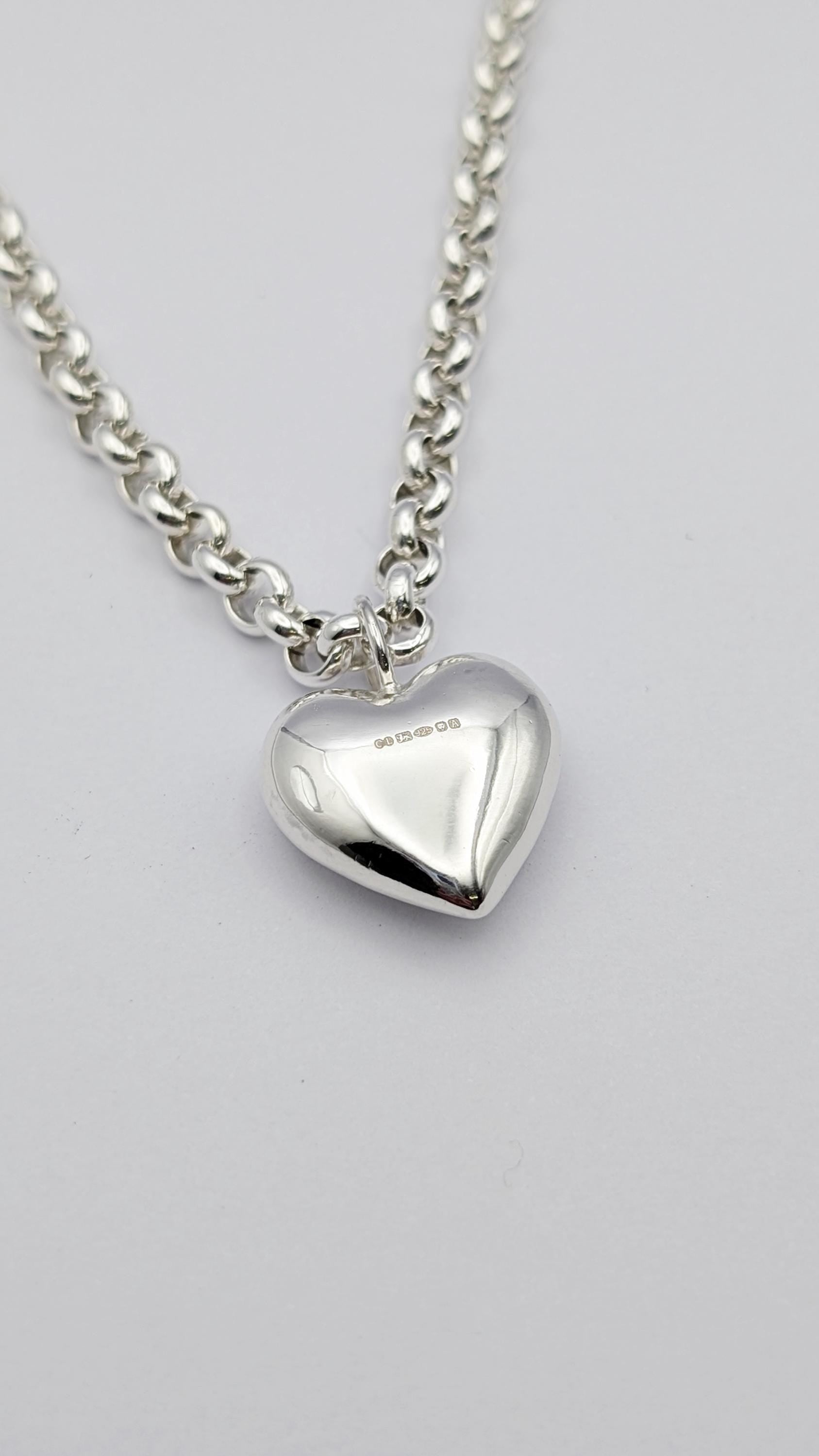 Heavy Chunky Solid Heart Sterling Silver Necklace ~ recycled silver, gift for her, mother's day gift, valentine's gift, pendant