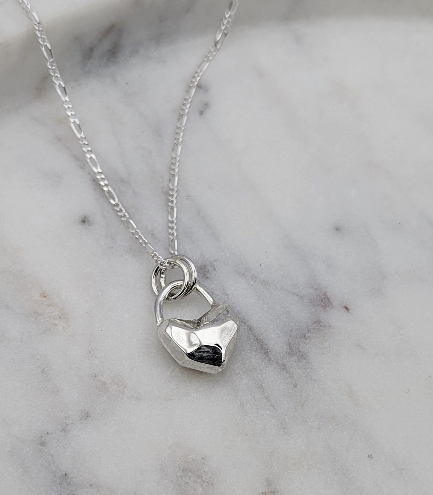 Heart Lock Crystal Pendant in Solid Sterling Silver, 9ct or 18ct Gold ~ gift for her, valentine's gift, birthday, love, best friend