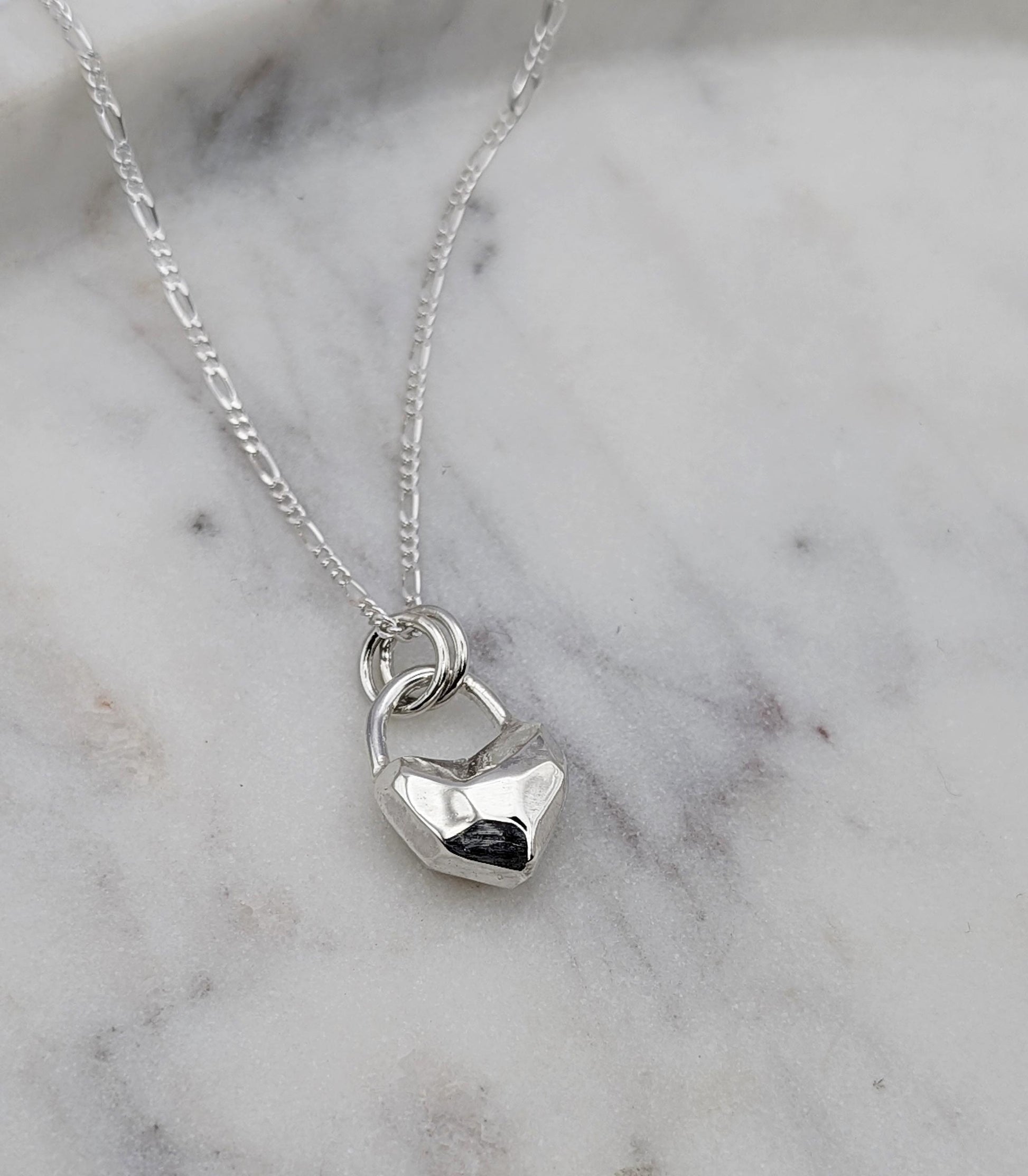 Heart Lock Crystal Pendant in Solid Sterling Silver, 9ct or 18ct Gold ~ gift for her, valentine's gift, birthday, love, best friend