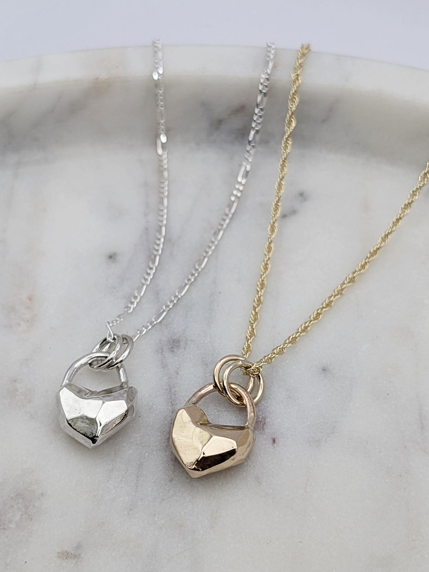 Heart Lock Crystal Pendant in Solid Sterling Silver, 9ct or 18ct Gold ~ gift for her, valentine's gift, birthday, love, best friend