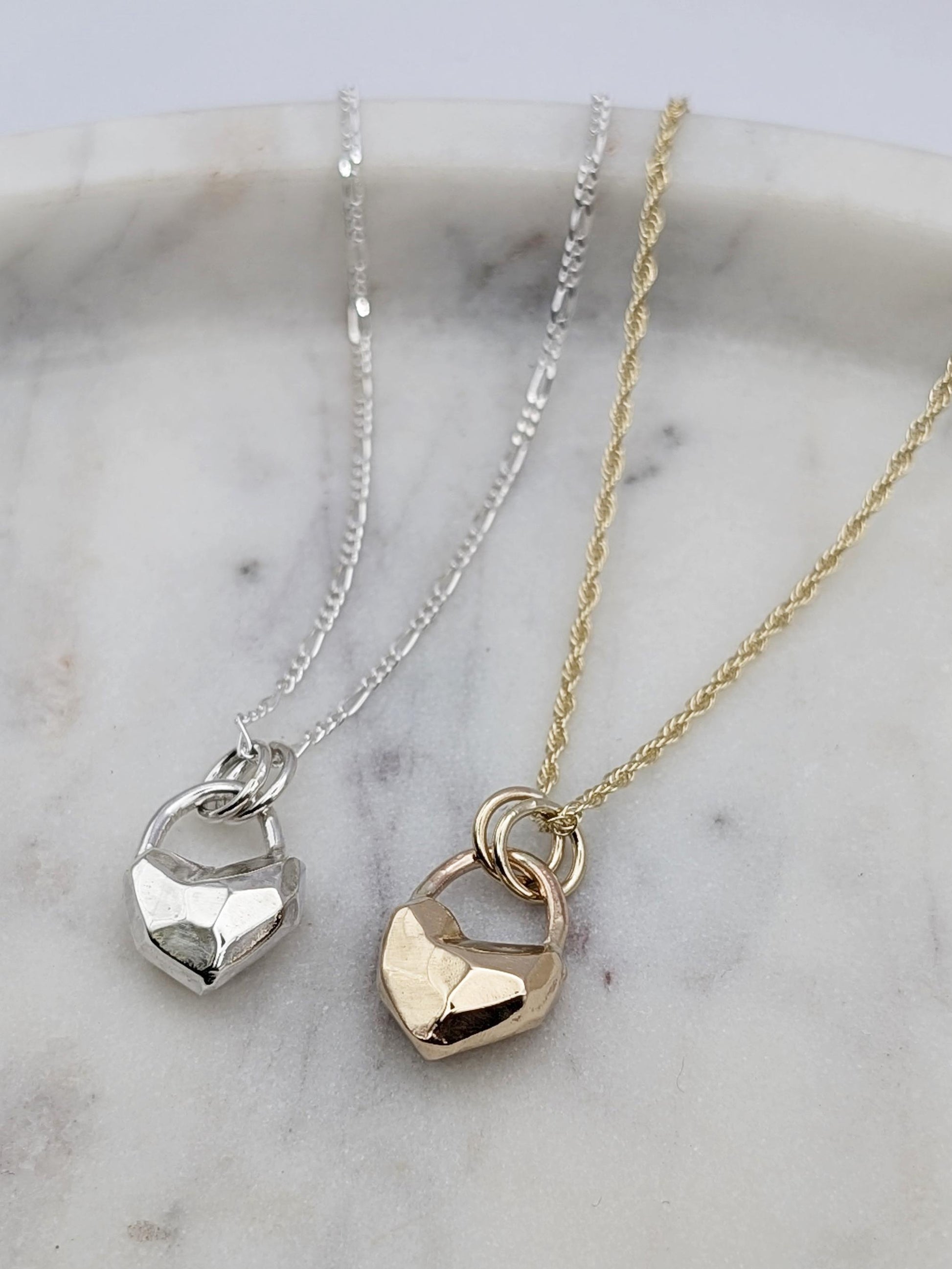 Heart Lock Crystal Pendant in Solid Sterling Silver, 9ct or 18ct Gold ~ gift for her, valentine's gift, birthday, love, best friend