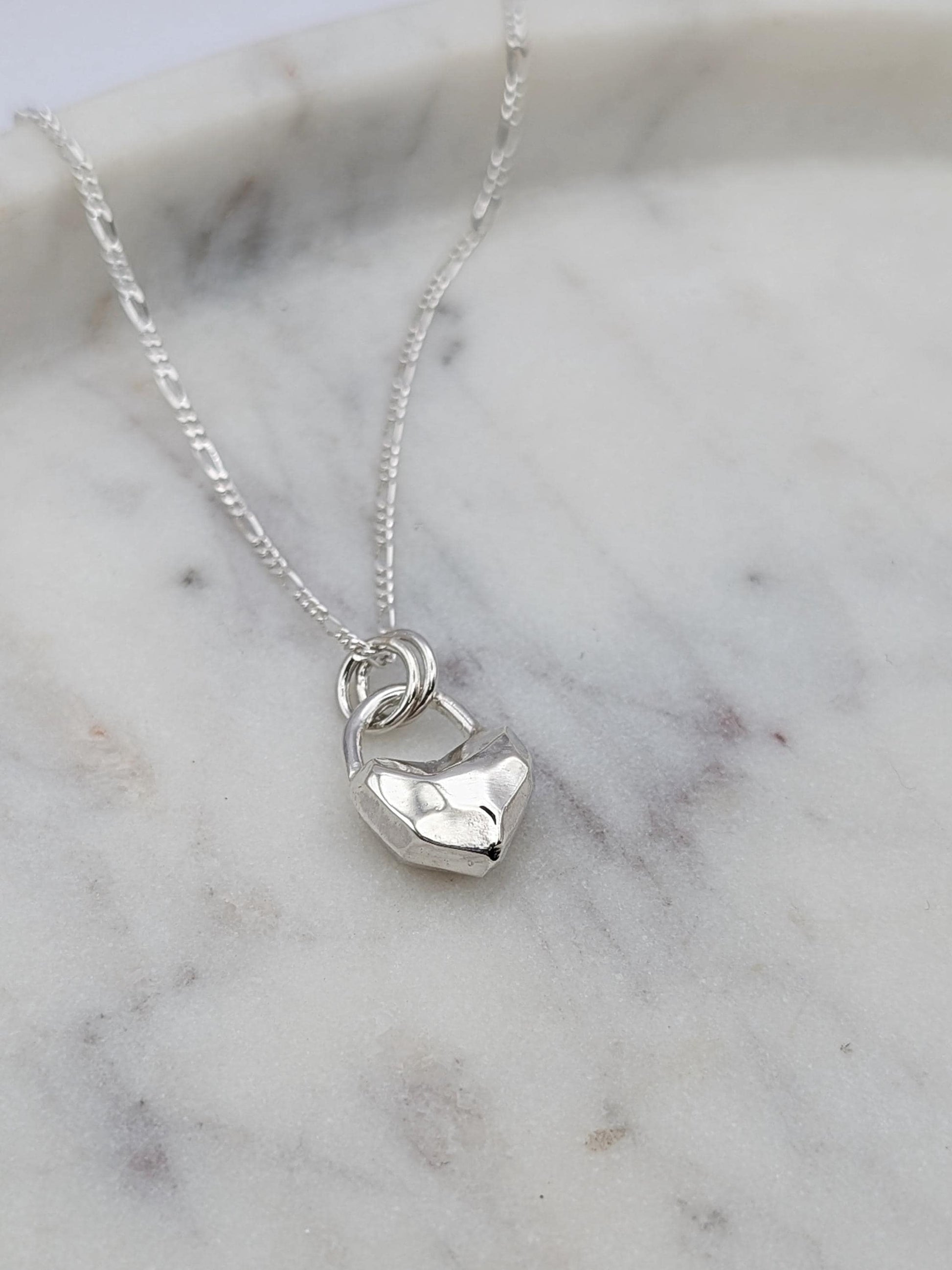 Heart Lock Crystal Pendant in Solid Sterling Silver, 9ct or 18ct Gold ~ gift for her, valentine's gift, birthday, love, best friend