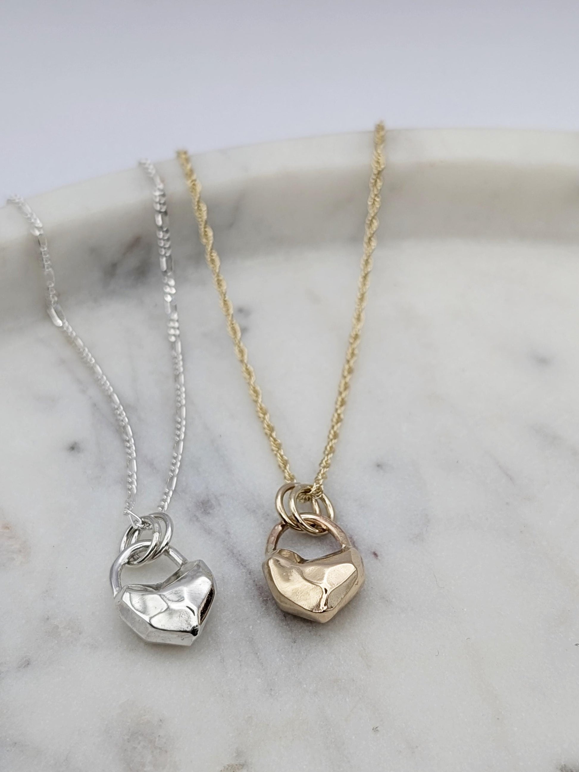 Heart Lock Crystal Pendant in Solid Sterling Silver, 9ct or 18ct Gold ~ gift for her, valentine's gift, birthday, love, best friend