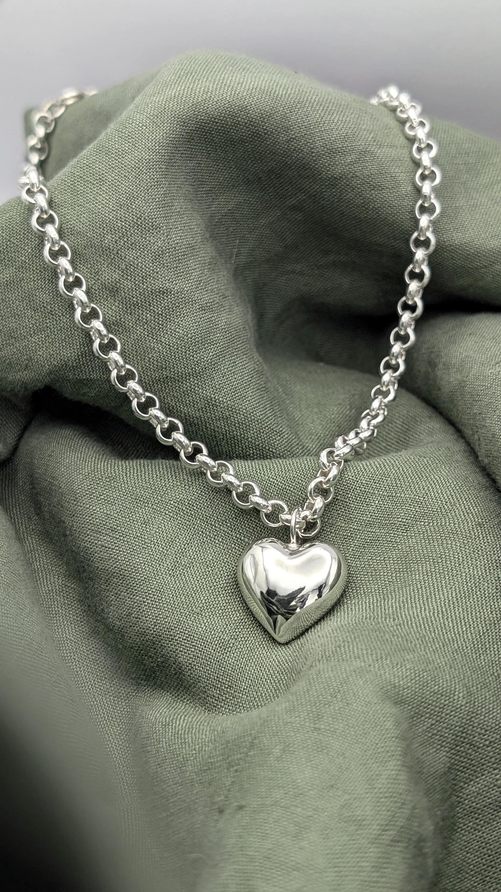 Heavy Chunky Solid Heart Sterling Silver Necklace ~ recycled silver, gift for her, mother's day gift, valentine's gift, pendant