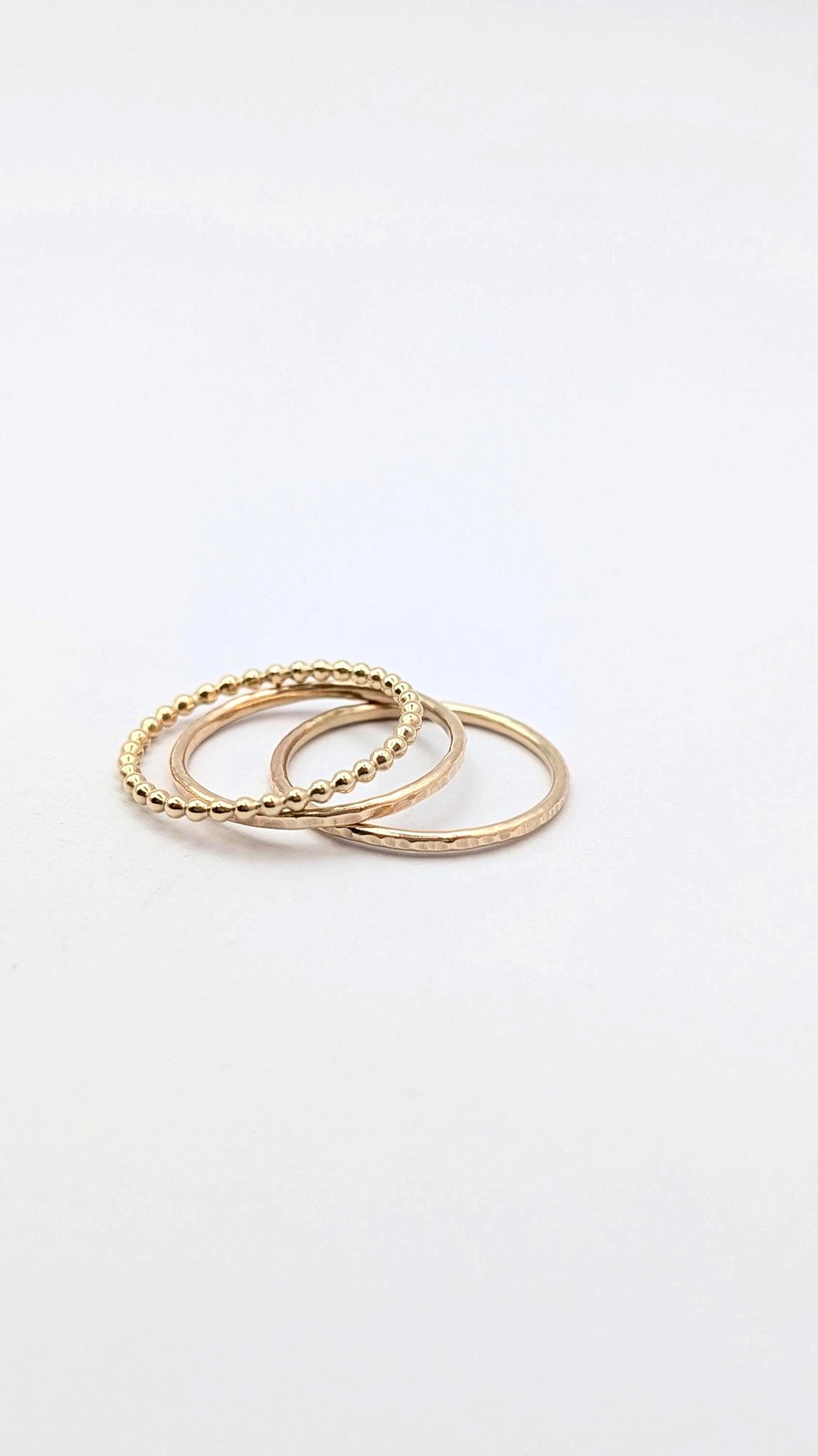 9ct Recycled Gold Texture Stacking Rings