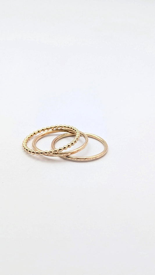 9ct Recycled Gold Texture Stacking Rings