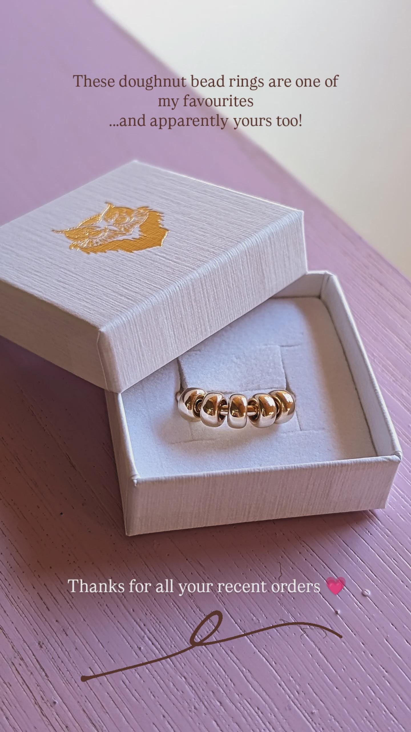 Chunky Fidget Ring Solid Recycled 9ct Gold Doughnut Beads