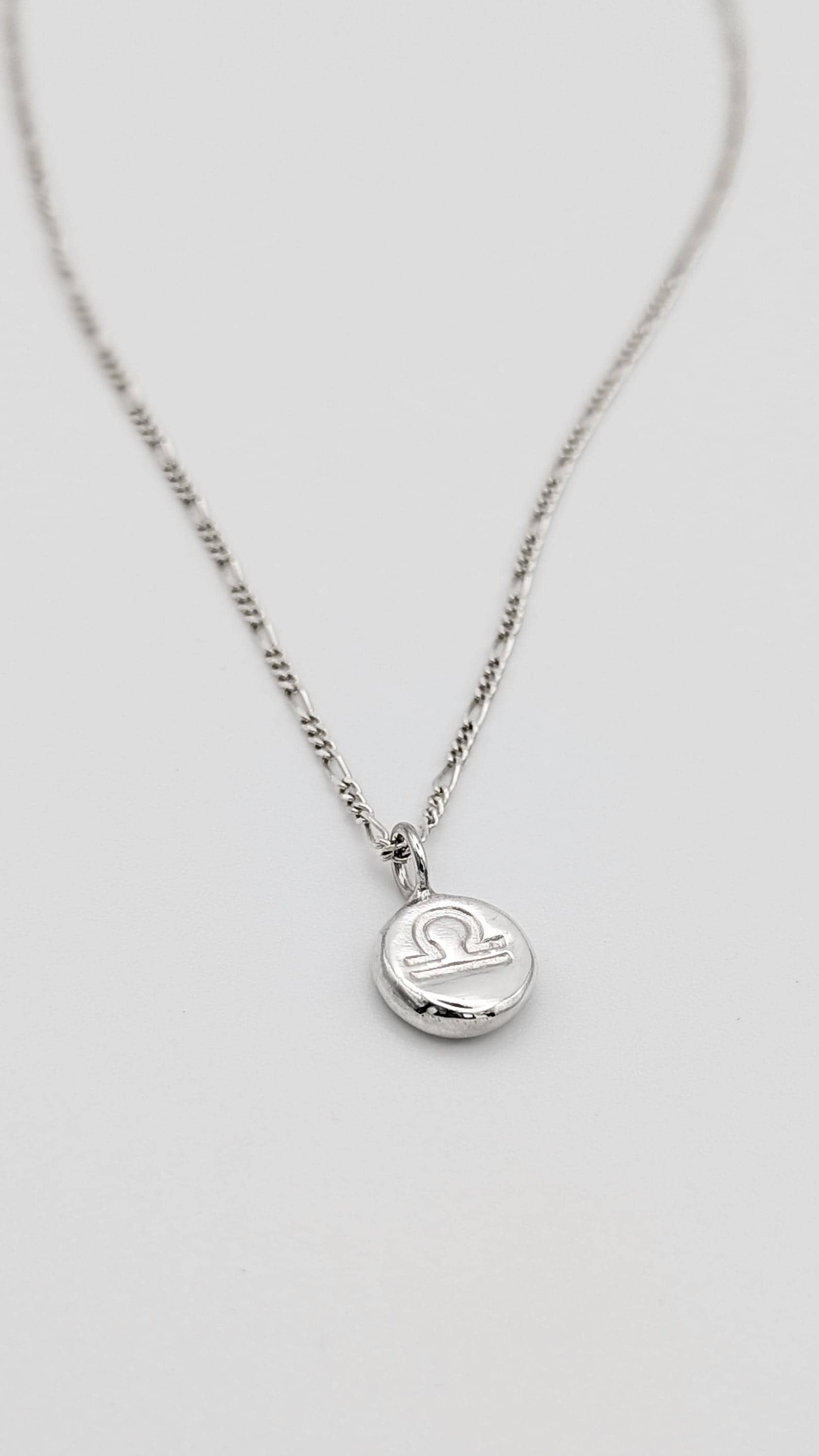 Personalised Zodiac Pebble Pendant in Solid Sterling Silver, 9ct 18ct Gold ~ initial, stamped, engraved, gift for her, star sign, birth date