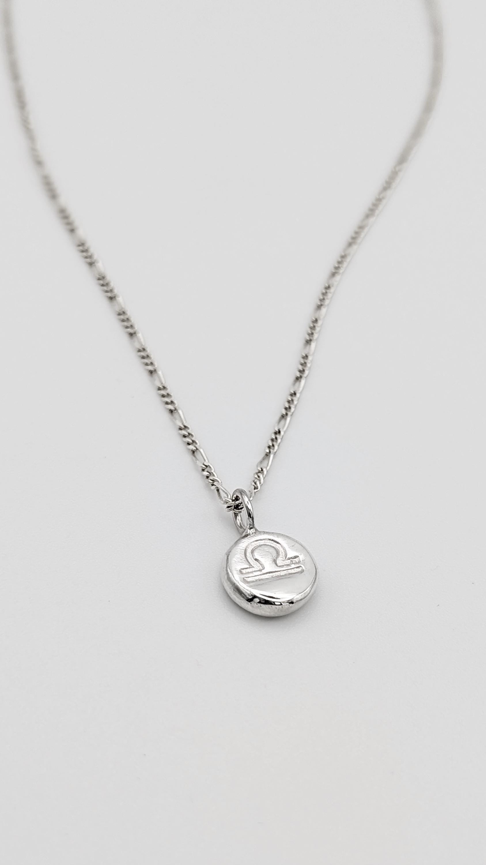 Personalised Zodiac Pebble Pendant in Solid Sterling Silver, 9ct 18ct Gold