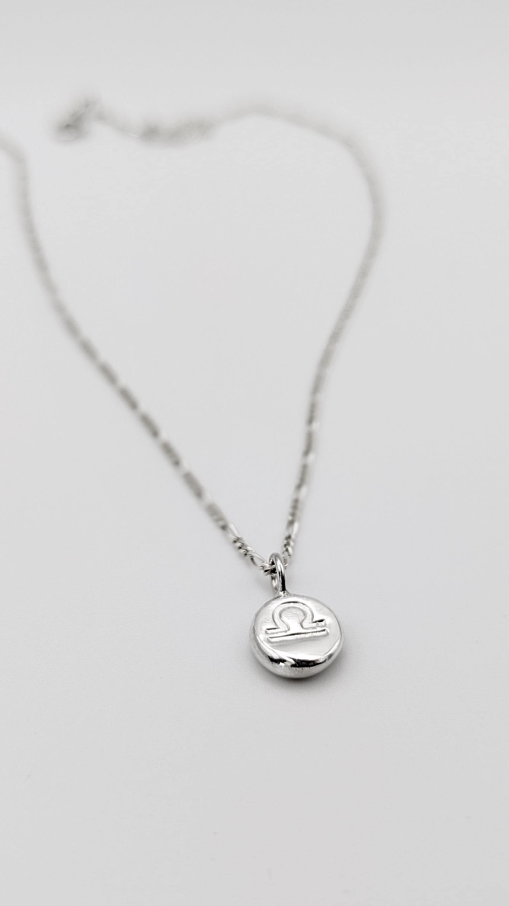 Personalised Zodiac Pebble Pendant in Solid Sterling Silver, 9ct 18ct Gold ~ initial, stamped, engraved, gift for her, star sign, birth date