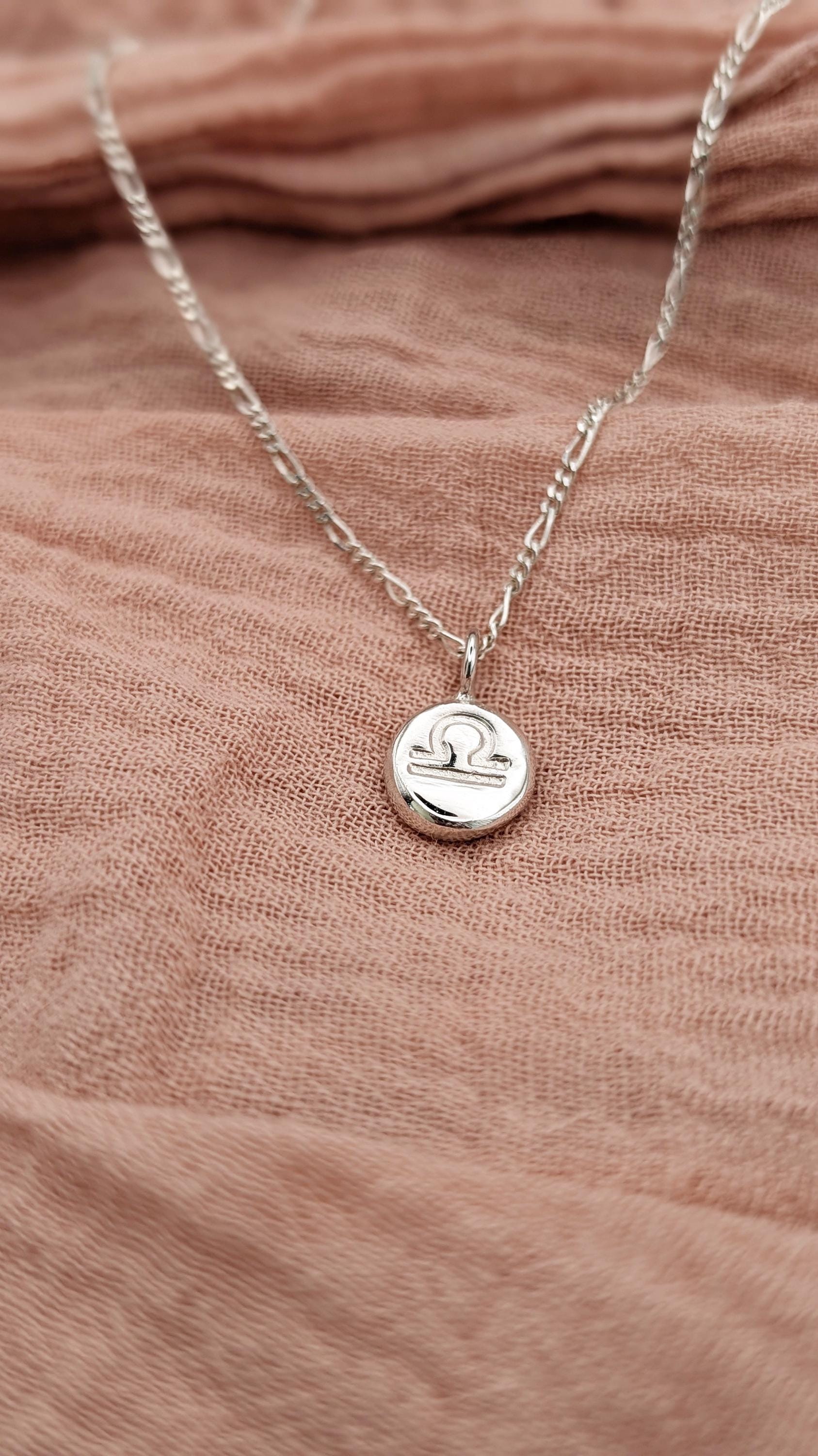 Personalised Zodiac Pebble Pendant in Solid Sterling Silver, 9ct 18ct Gold
