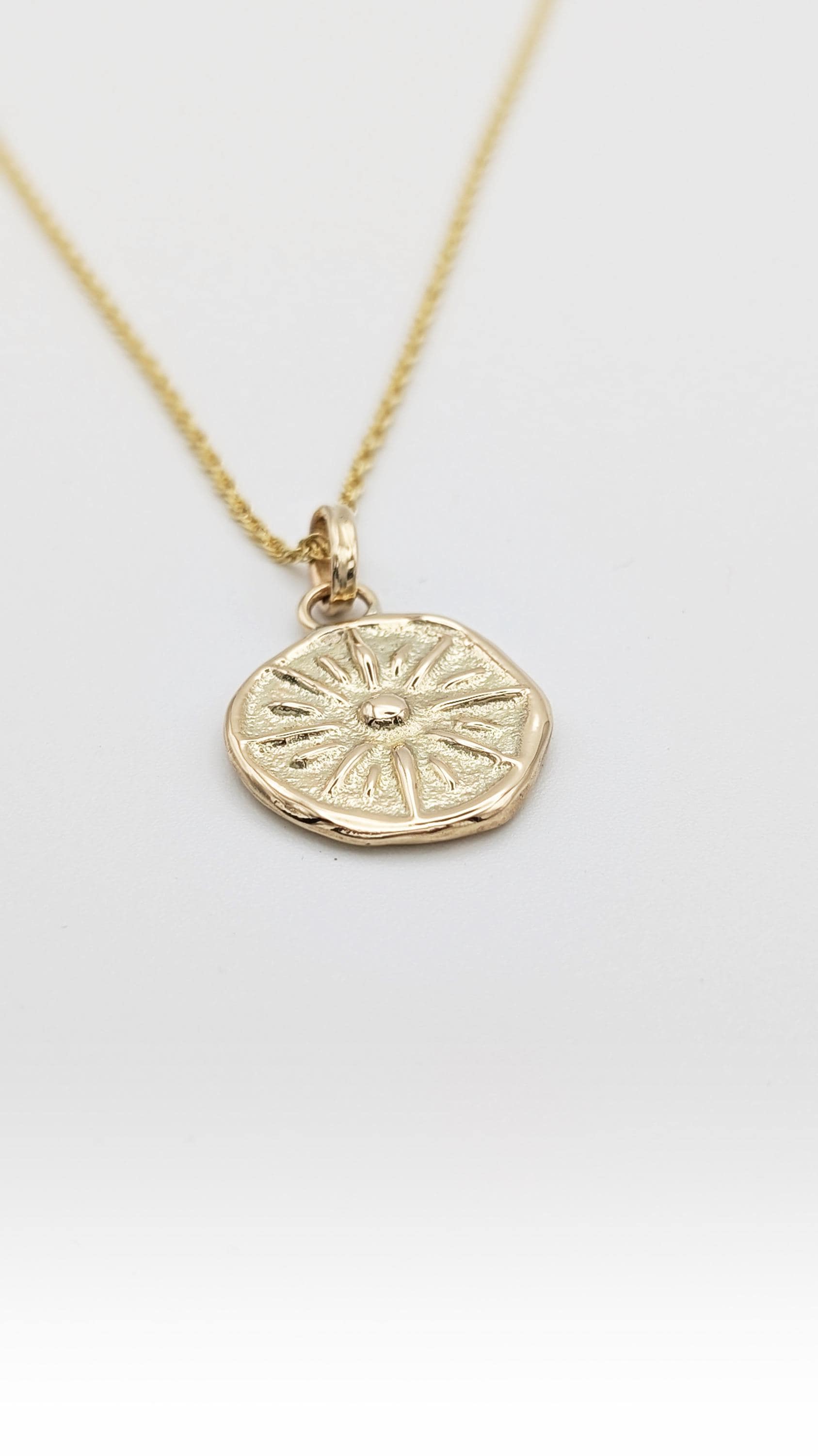 Sun Ray Pendant in Solid Sterling Silver, 9ct or 18ct Gold ~ talisman, charm necklace, sunburst, wax carved, sandcast, unique recycled metal