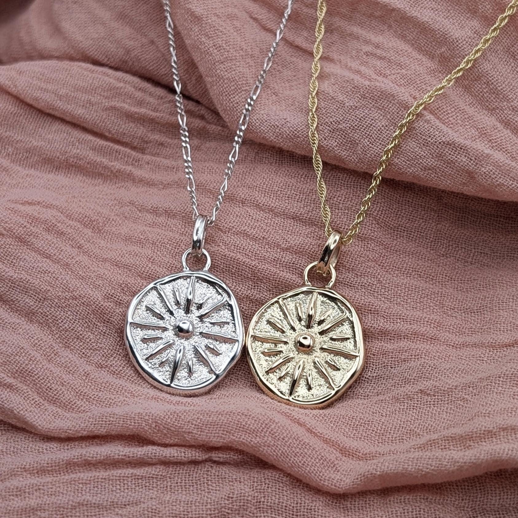 Sun Ray Pendant in Solid Sterling Silver, 9ct or 18ct Gold