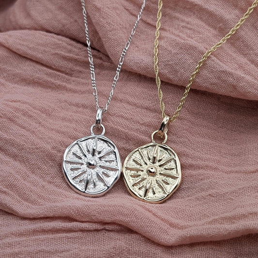 Sun Ray Pendant in Solid Sterling Silver, 9ct or 18ct Gold