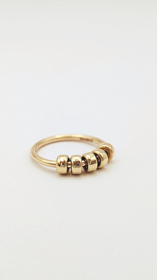 Chunky Fidget Ring Solid Recycled 9ct Gold Doughnut Beads