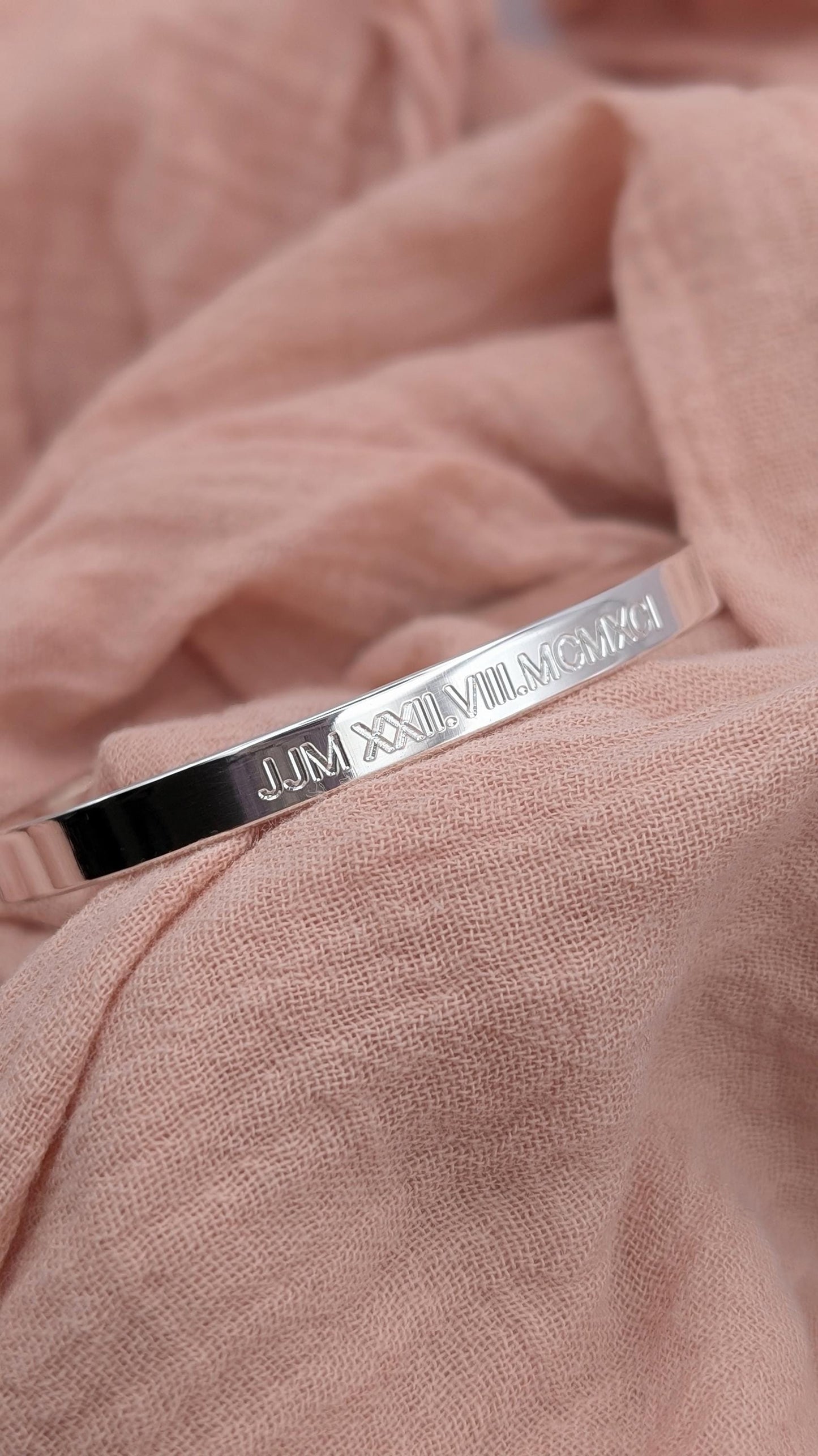 Personalised Sterling Silver or Gold Engraved Cuff Bangle