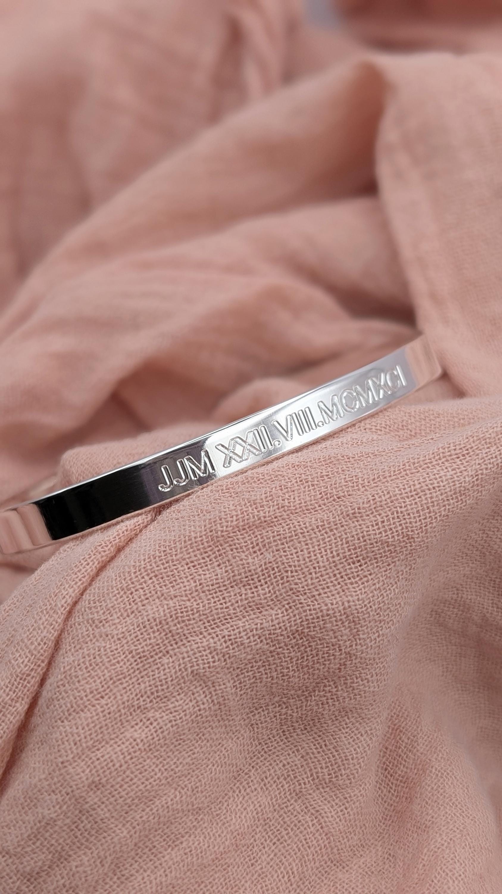 Personalised Sterling Silver or Gold Engraved Cuff Bangle