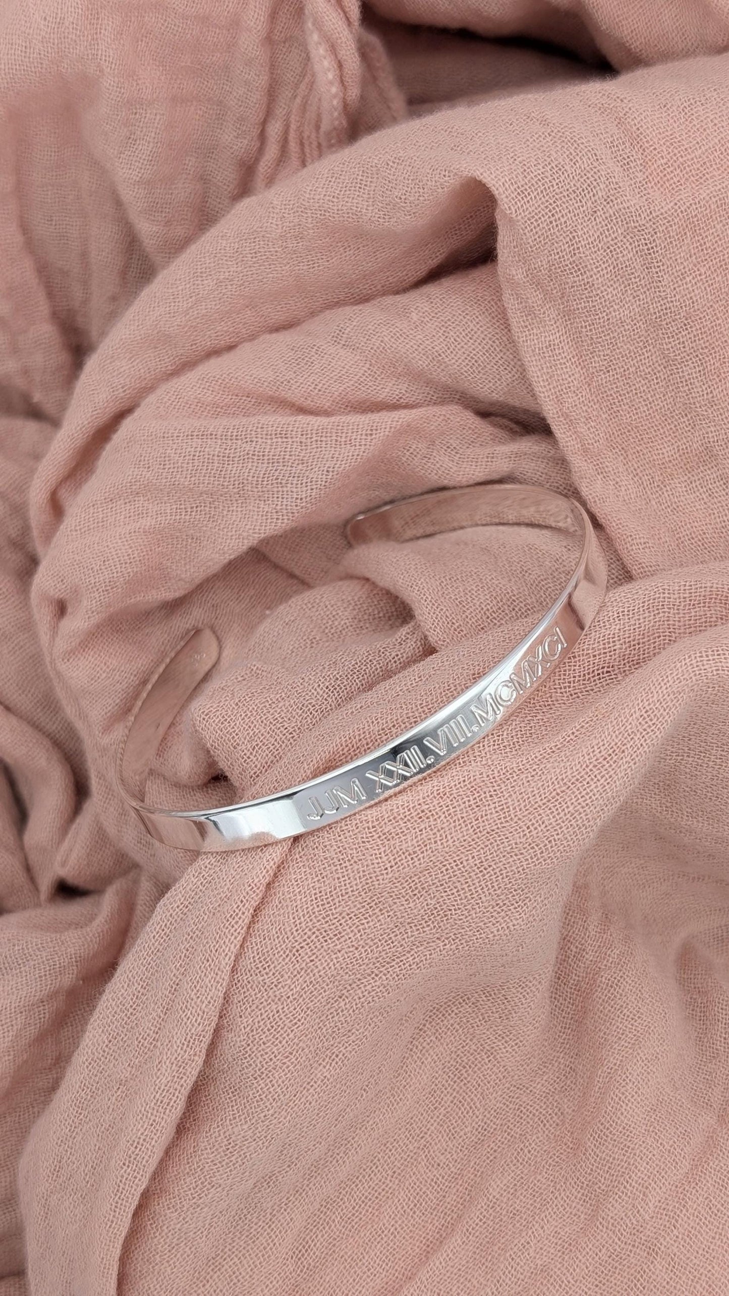 Personalised Sterling Silver or Gold Engraved Cuff Bangle