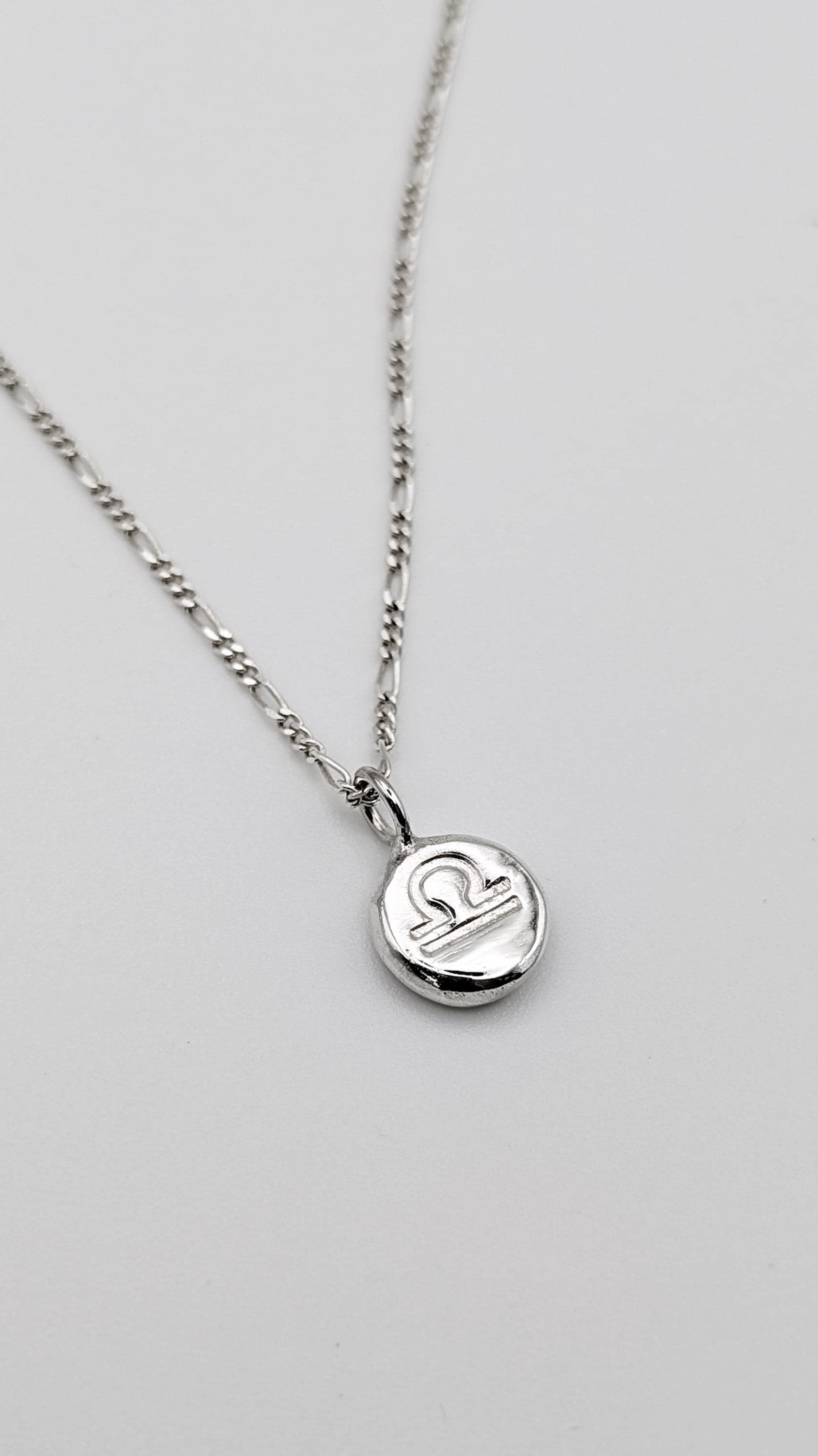 Personalised Zodiac Pebble Pendant in Solid Sterling Silver, 9ct 18ct Gold ~ initial, stamped, engraved, gift for her, star sign, birth date