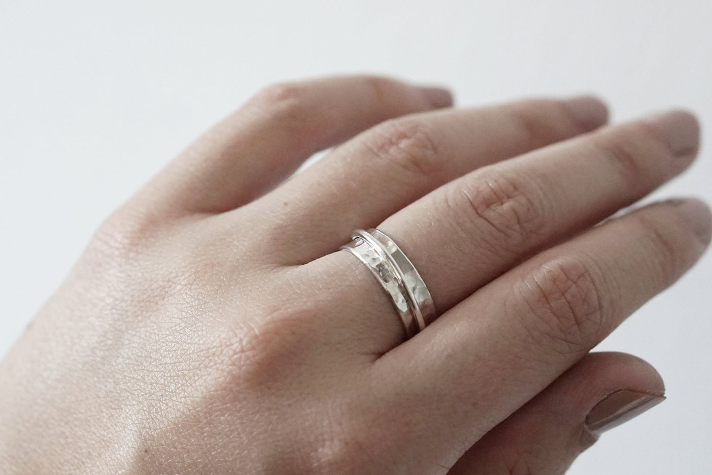 Fidget Ring Recycled Dimpled Medium Sterling Silver Spinner Ring II