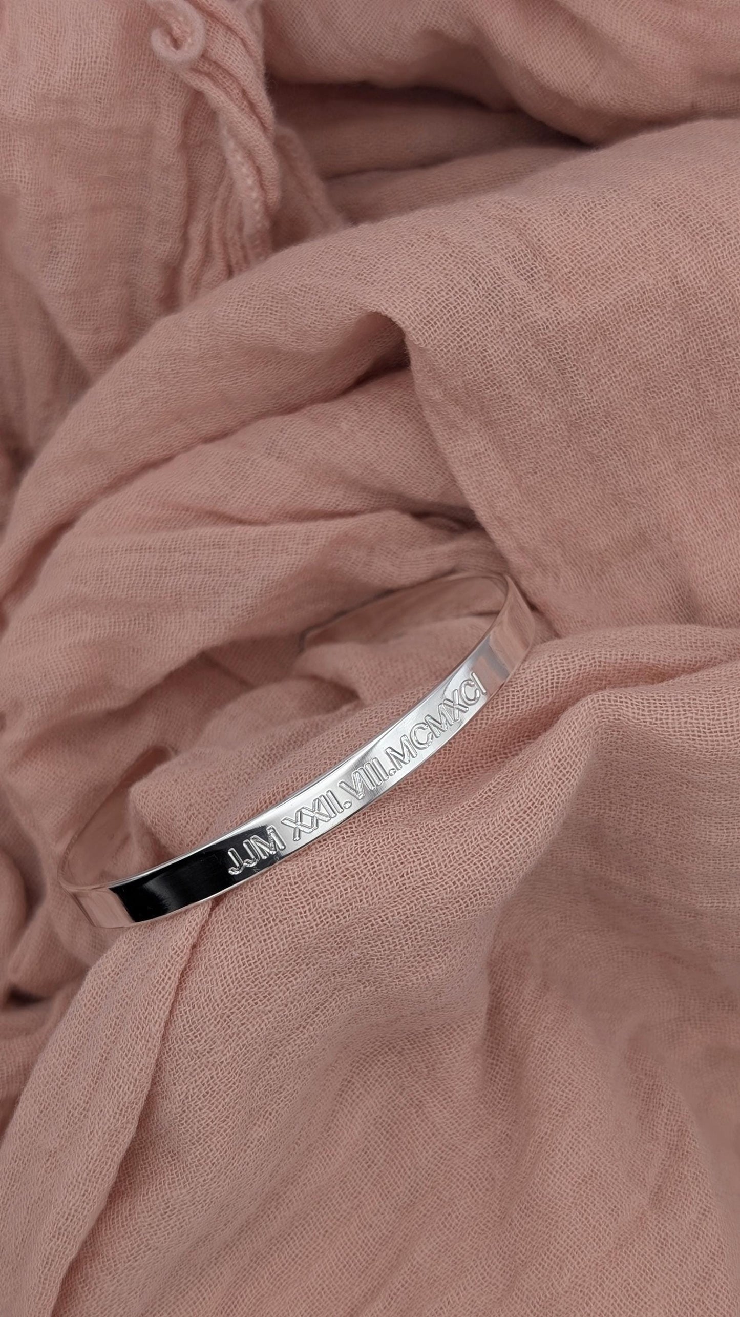 Personalised Sterling Silver or Gold Engraved Cuff Bangle