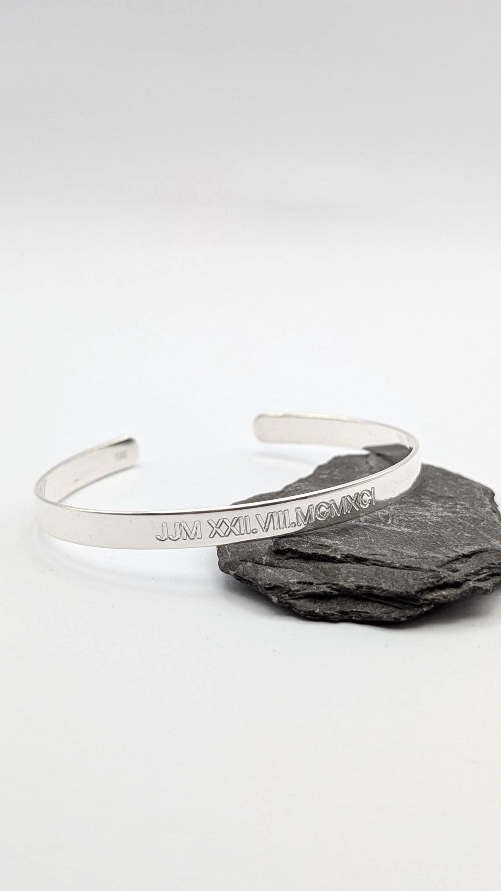 Personalised Sterling Silver or Gold Engraved Cuff Bangle