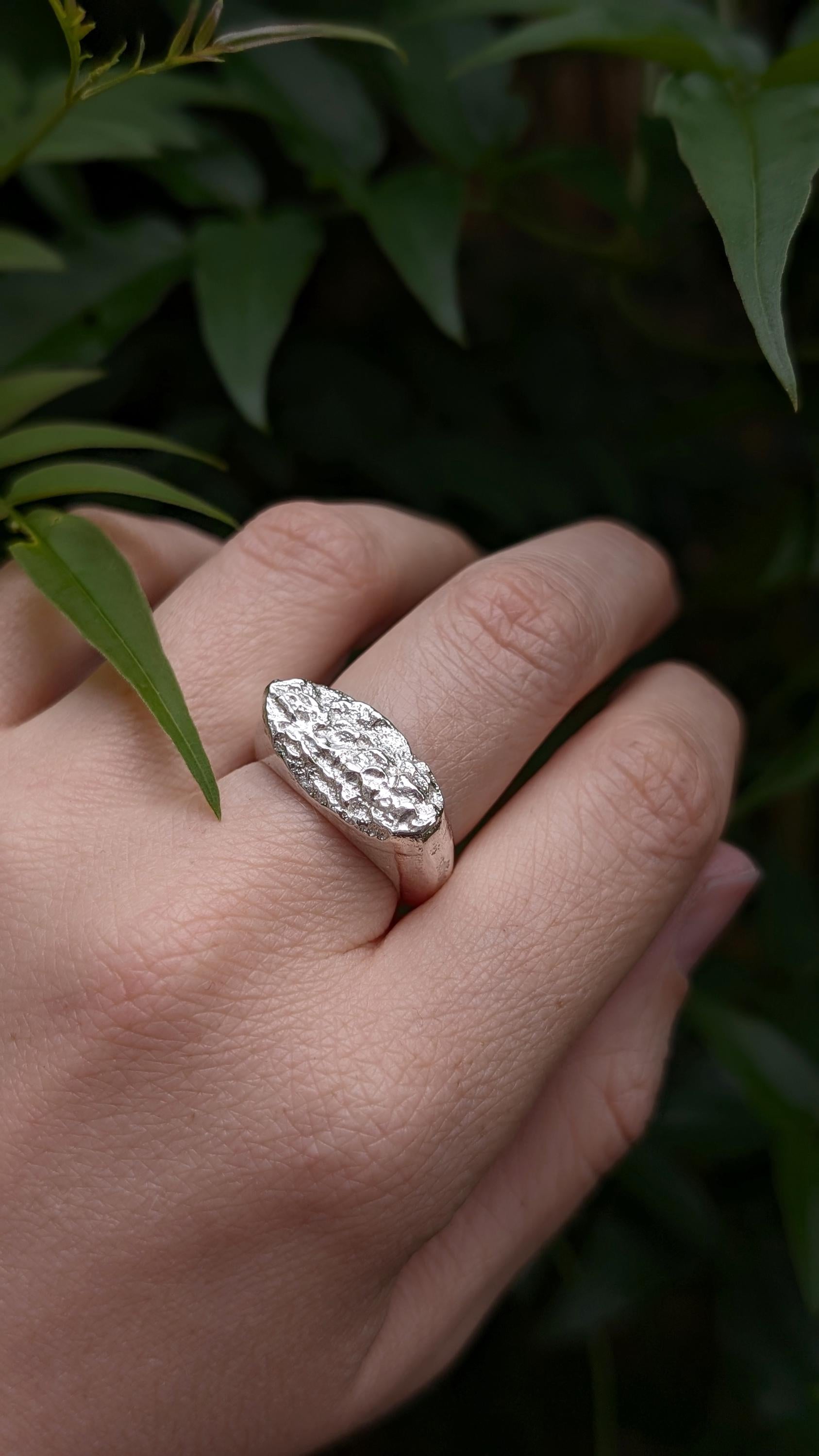 From The Earth ~ Chunky Recycled Sterling Silver Signet Ring ~ statement ring, organic, rustic, textured, large, heavyweight
